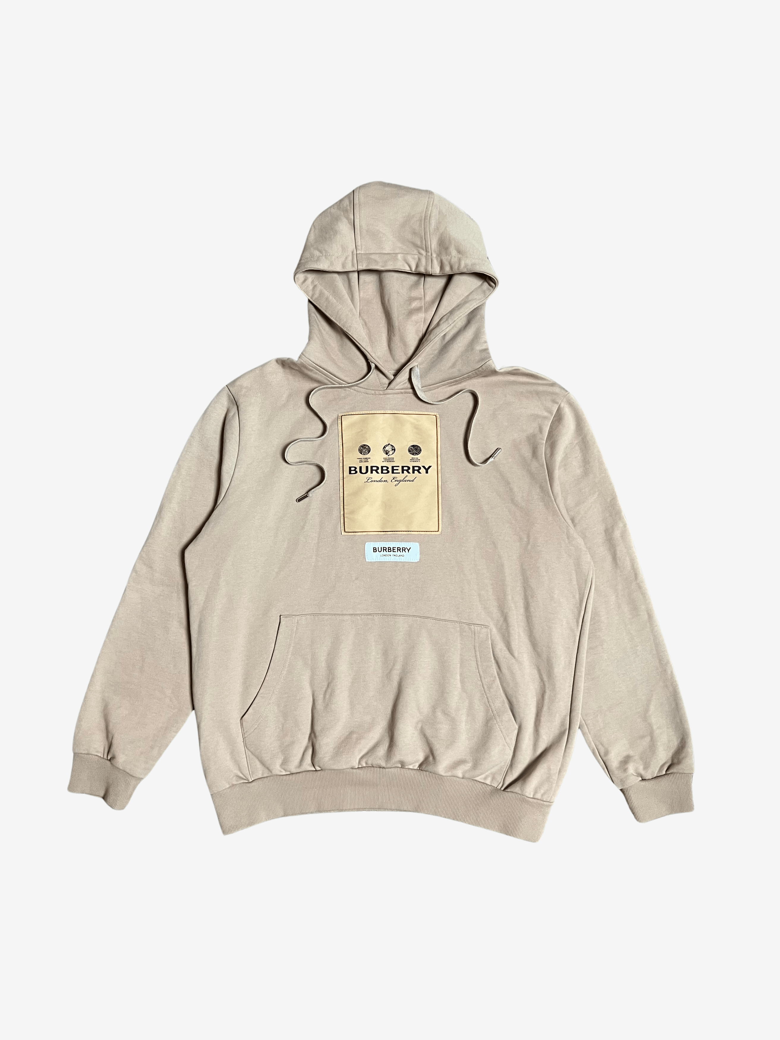image of Burberry Beige Box Logo Pullover Hoodie, Men's (Size Medium)