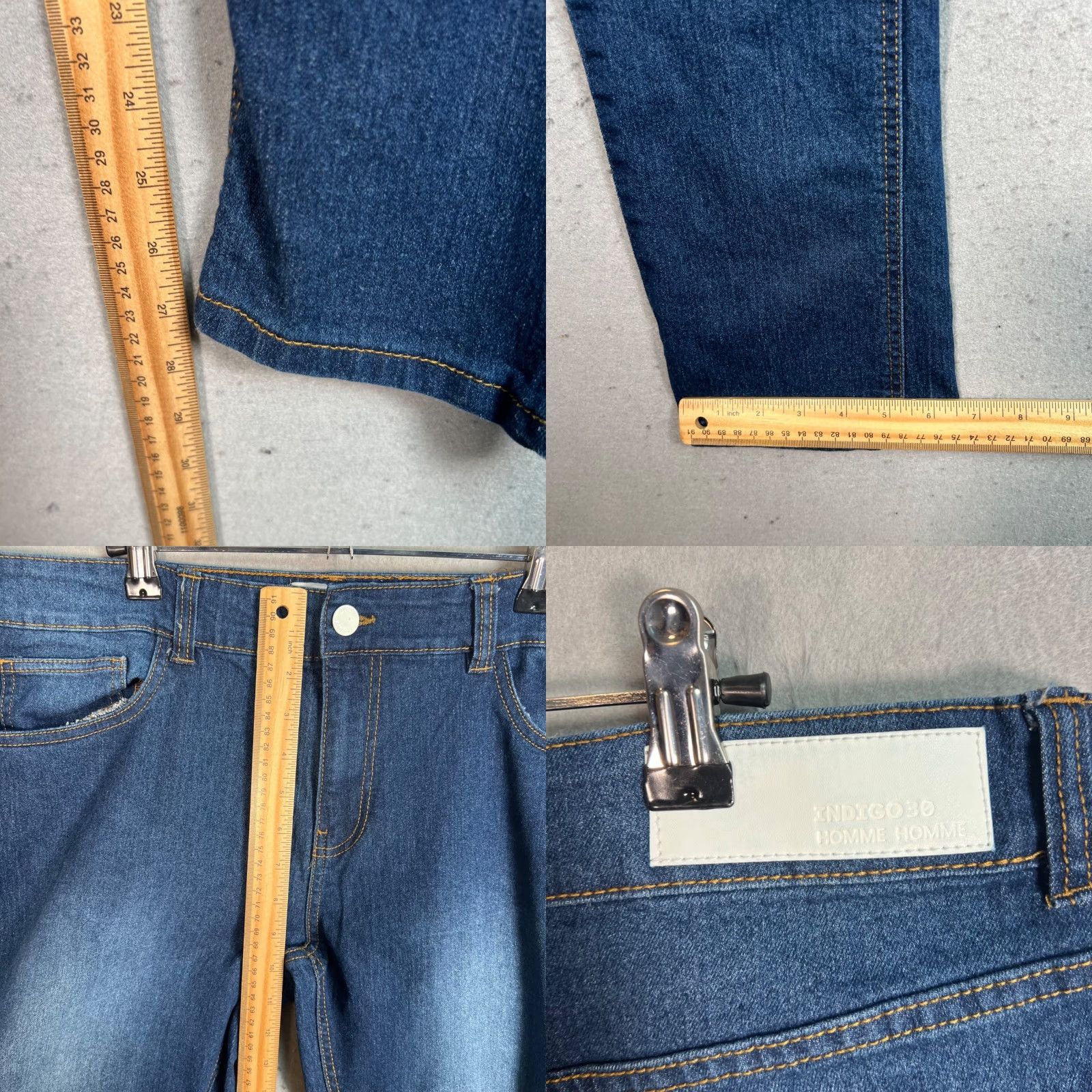 Vintage Indigo Homme Mens Jeans 36 x 30 Slim Denim Stretch Cotton 5-Pocket Straight Blue Regular Size 36 Inseam 28 Vintage: No Size US 36 / EU 52 - 8 Thumbnail