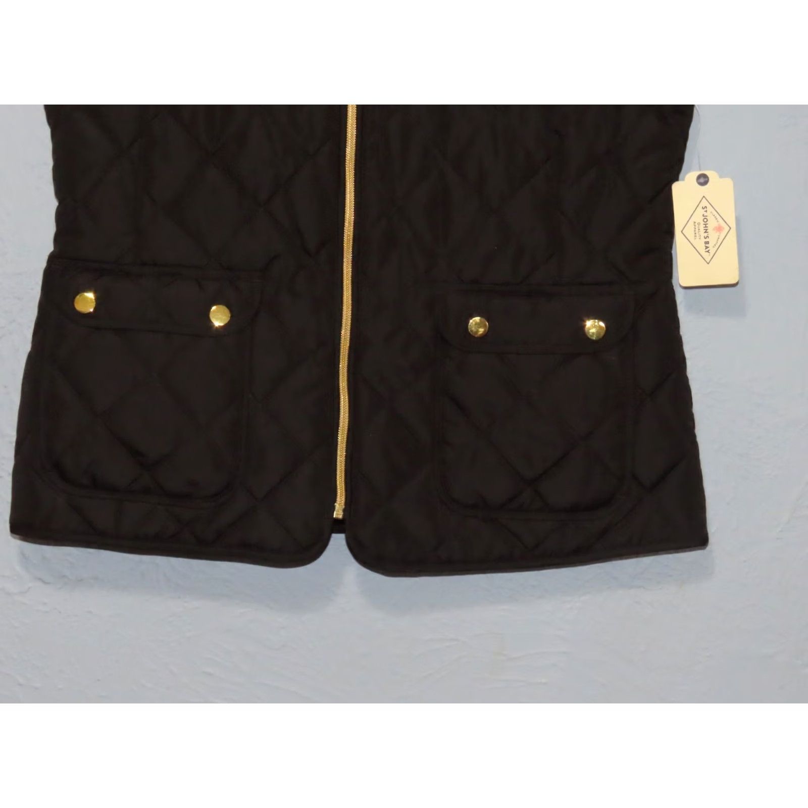 Vintage St. John’s Bay Women’s Black Quilted Full Zip Puffer Vest Size M Size M / US 6-8 / IT 42-44 - 2 Thumbnail