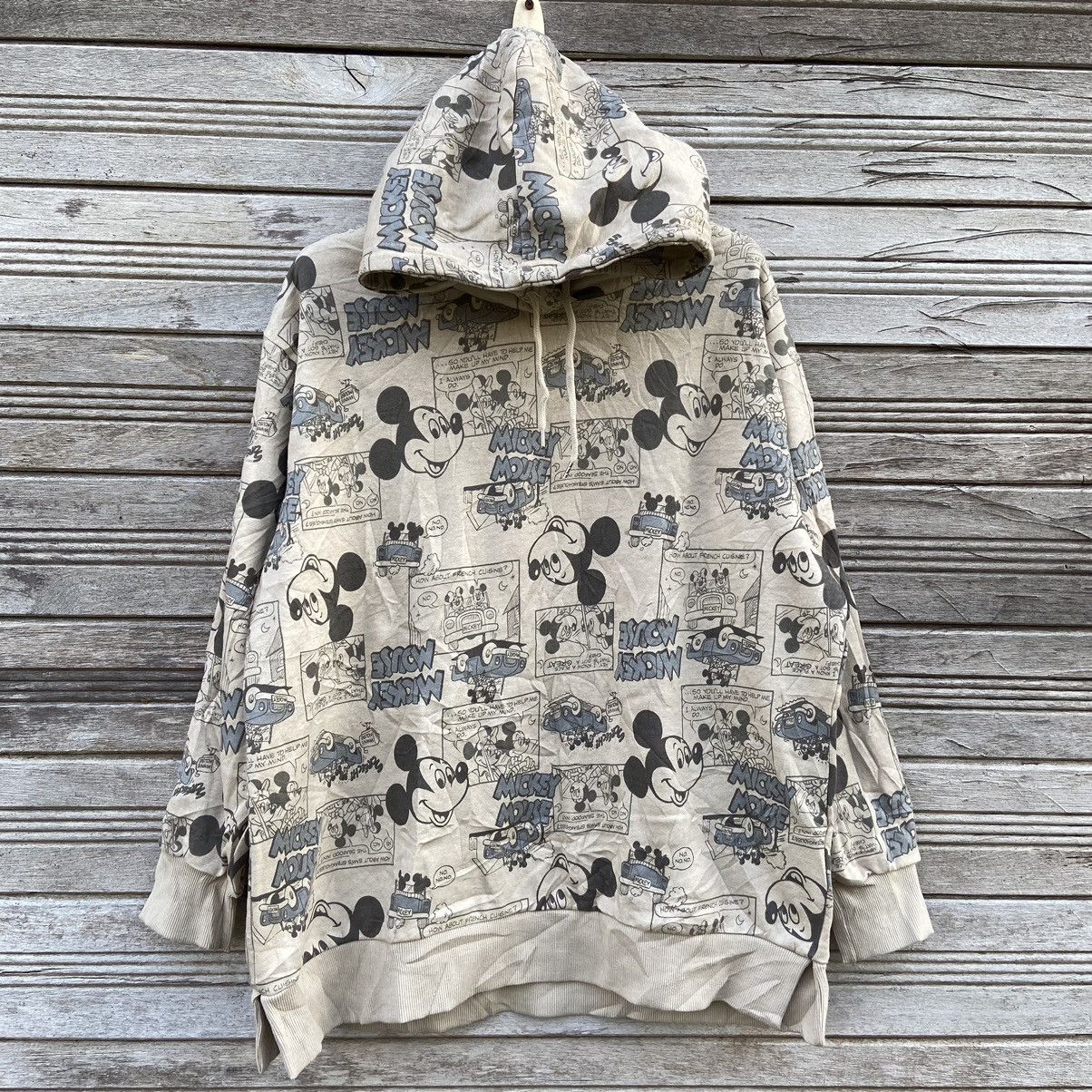 image of Anima x Cartoon Network Mickey Mouse Fullprint Logo Longsleeve Hoodie in Beige, Men's (Size XL)