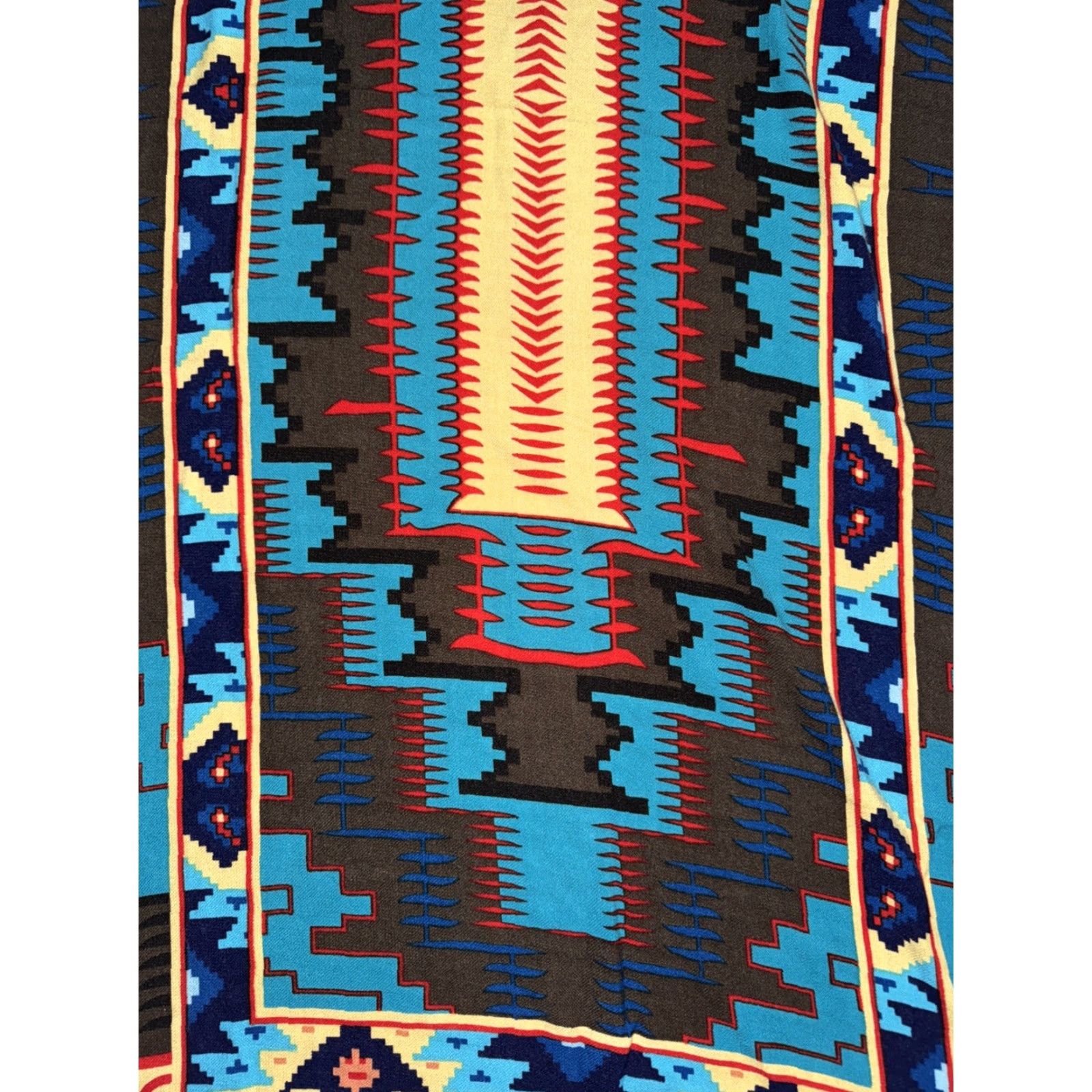 Vintage Western Style Southwestern Aztec Print Throw Shawl Blanket Scarf Boho Size ONE SIZE - 2 Thumbnail