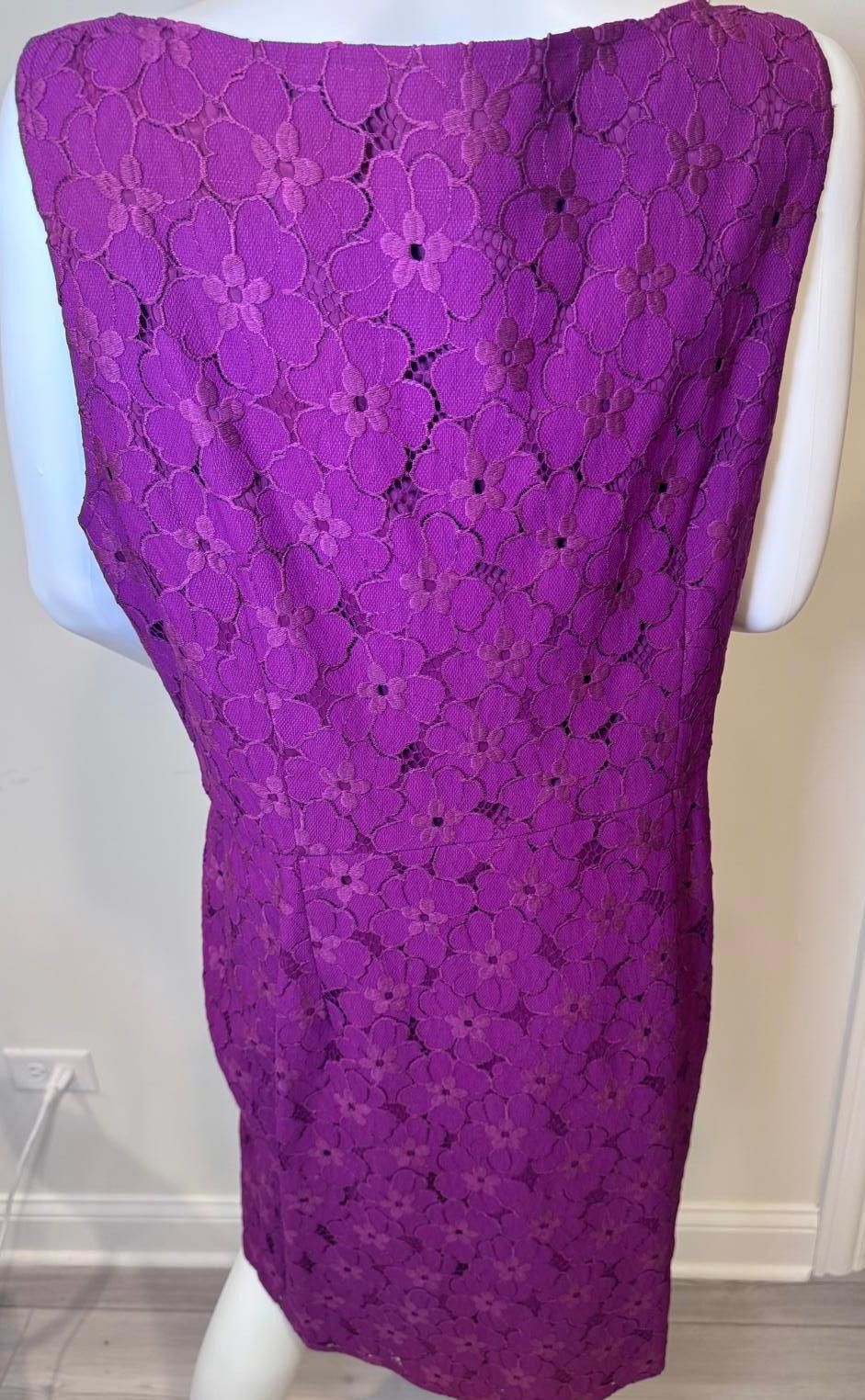 Ann Taylor Stylish ANN TAYLOR Floral Lace Dress - Size 16 - Purple Size XXL / US 16-18 / IT 52-54 - 2 Thumbnail