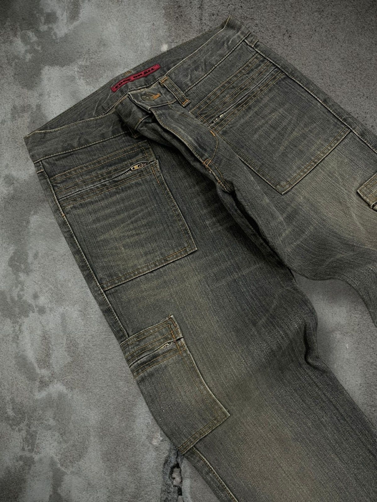 Japanese Brand Vintage 1990s Designer Japan Edge On All Green Mudwash Denim Size US 29 - 7 Thumbnail