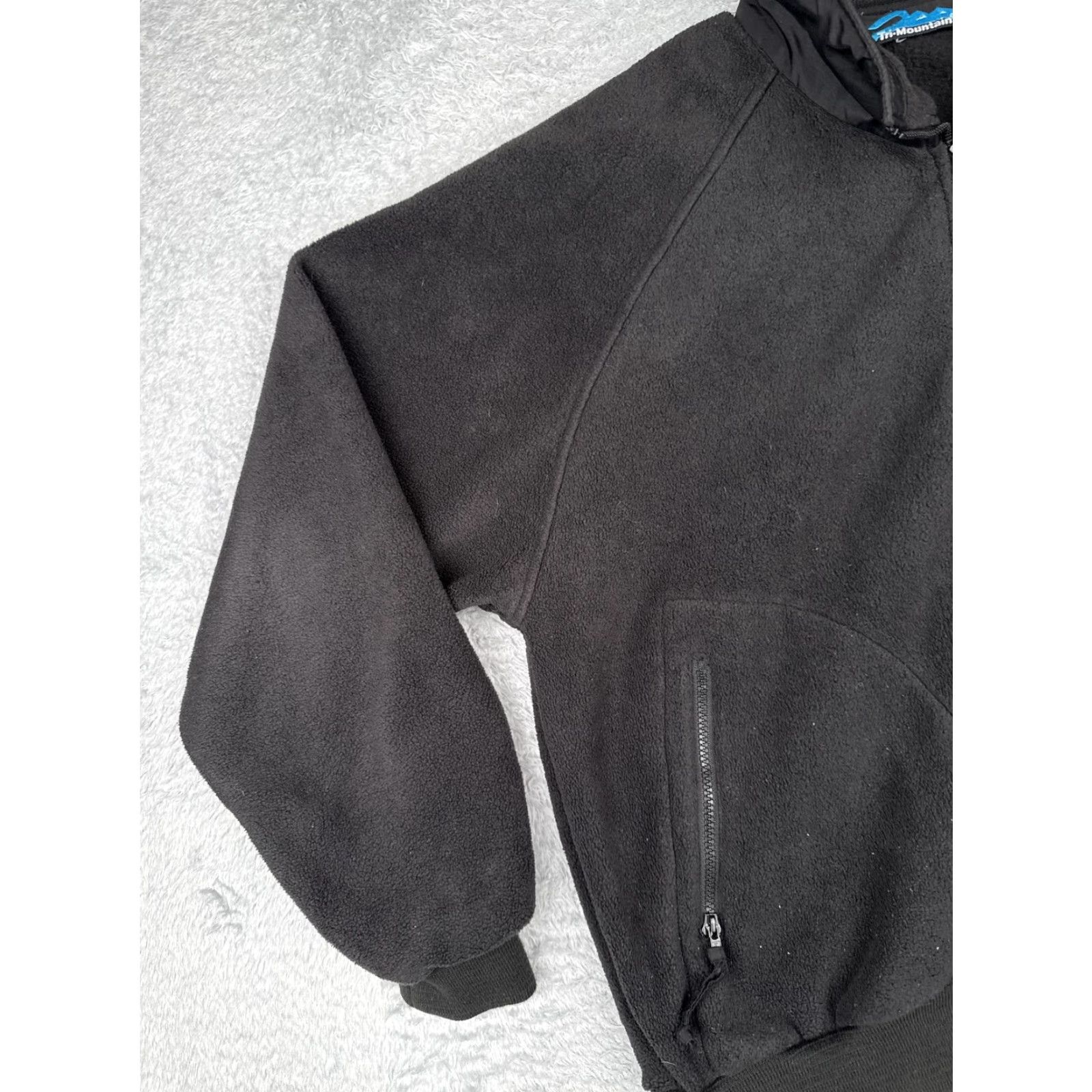 Vintage Tri-Mountain Jacket Mens Large Black Fleece Full Zip Stand Collar Pockets Raglan Size US L / EU 52-54 / 3 - 4 Thumbnail