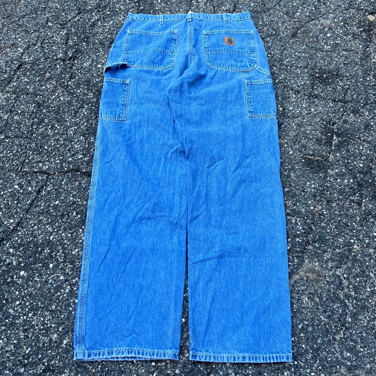 Carhartt × Vintage Vintage Y2K blue carhartt denim jeans work carpenter pants Size US 33 - 1 Thumbnail