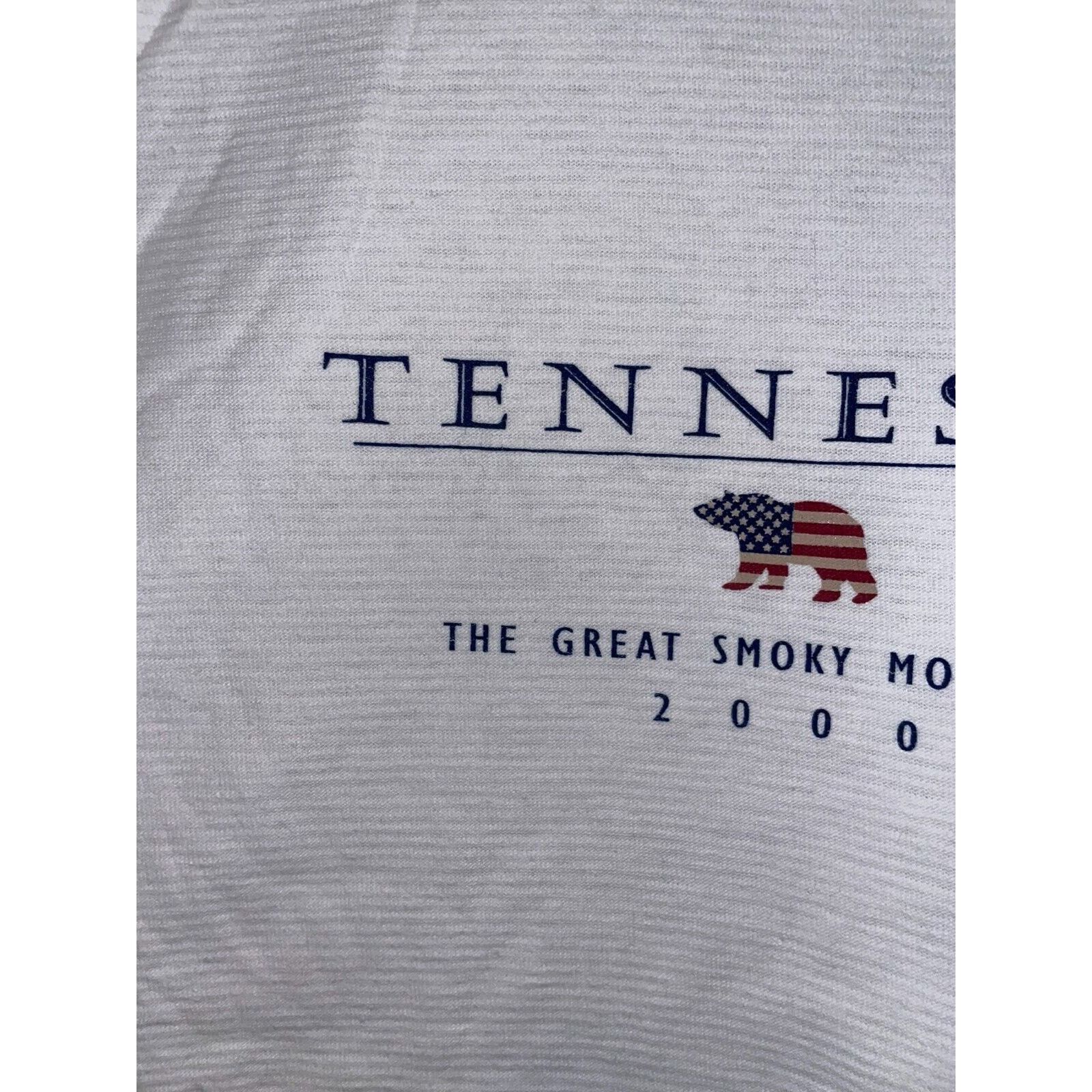 Jerzees Y2K Tennessee Shirt Great Smoky Mountains Striped White Tee Size US L / EU 52-54 / 3 - 4 Thumbnail