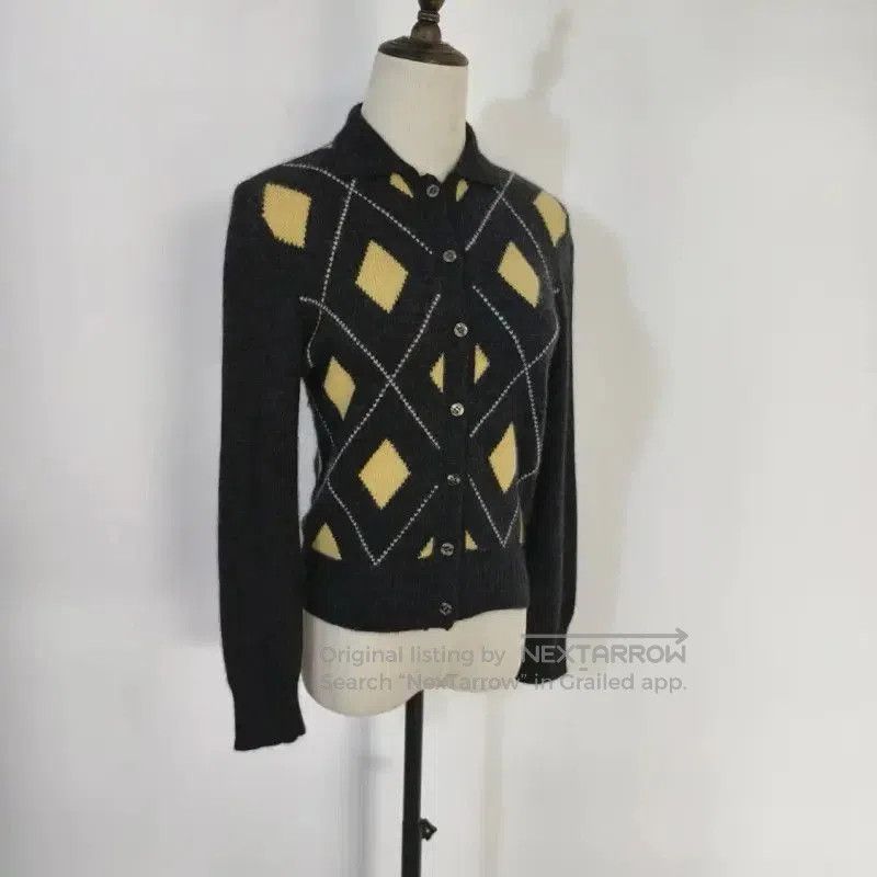 Burberry Burberry Gray Wool Check Long Sleeve Cardigan. Size M / US 6-8 / IT 42-44 - 3 Thumbnail