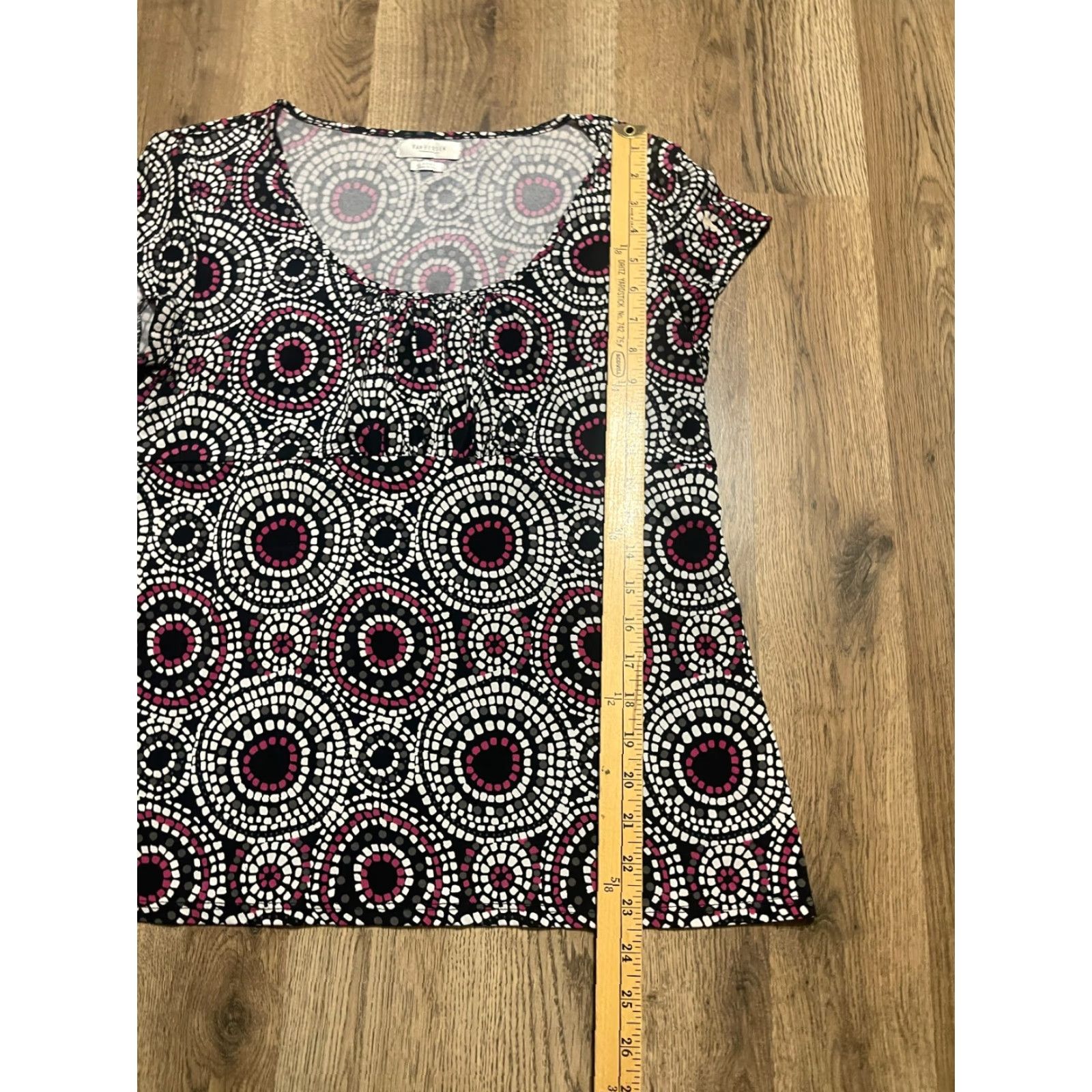 Van Heusen Van Heusen Shirt Women's Large Black White Purple Geo Short Sleeve Size L / US 10 / IT 46 - 4 Thumbnail