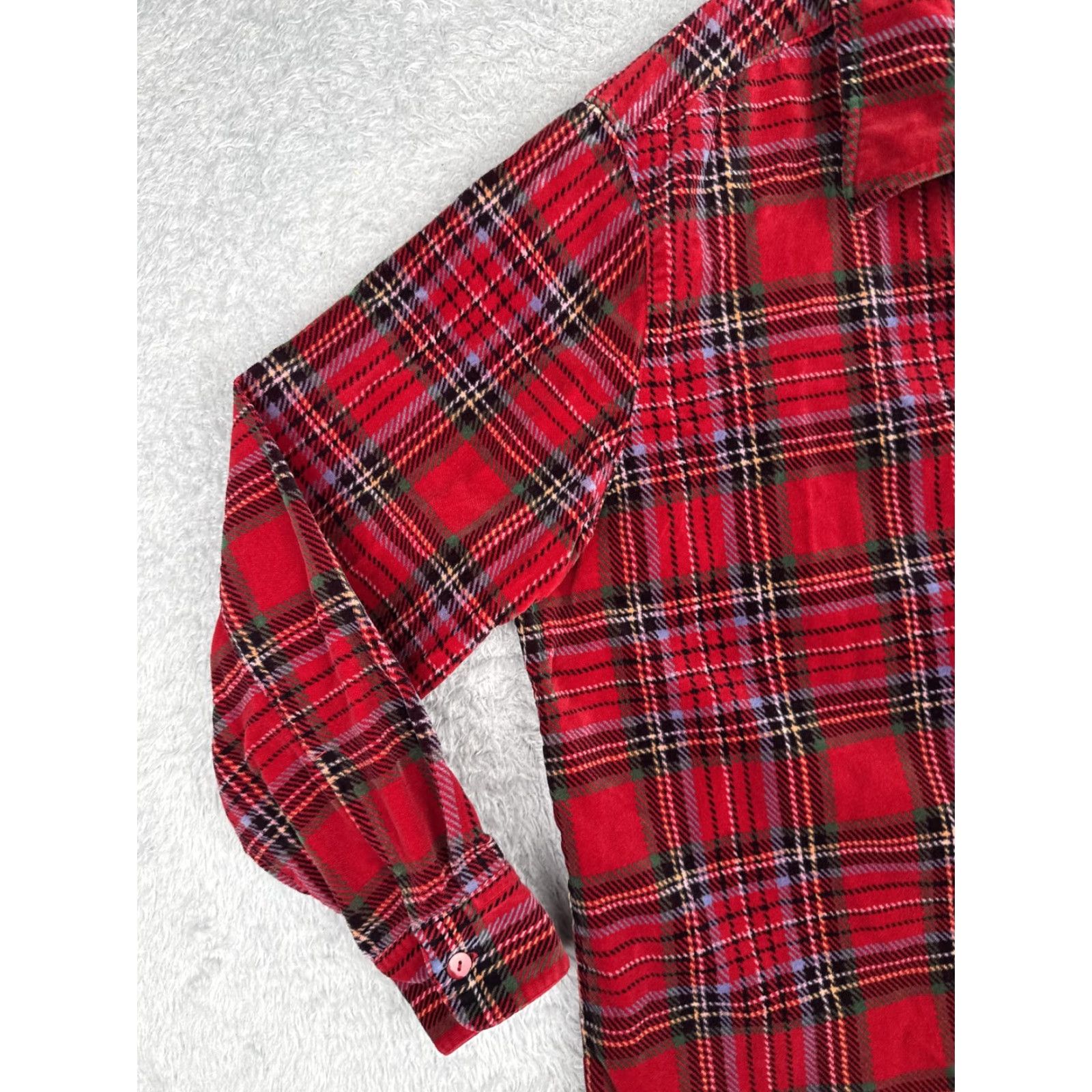Vintage L.L.Bean Shirt Womens 1X Red Plaid Flannel Button Front Long Sleeve Cotton Hike Size XL / US 12-14 / IT 48-50 - 5 Thumbnail