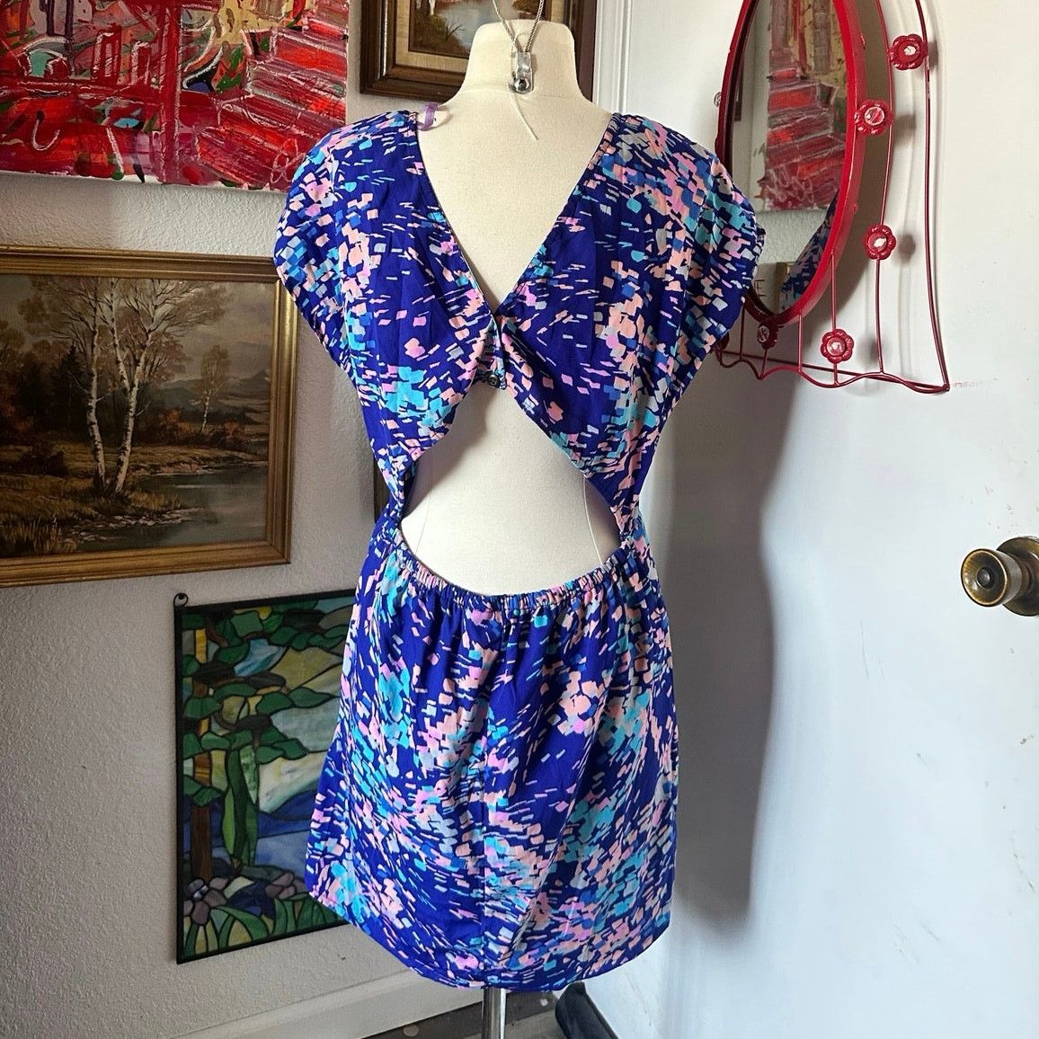 Passport passport blue pink short sleeve mini dress Size S / US 4 / IT 40 - 3 Thumbnail