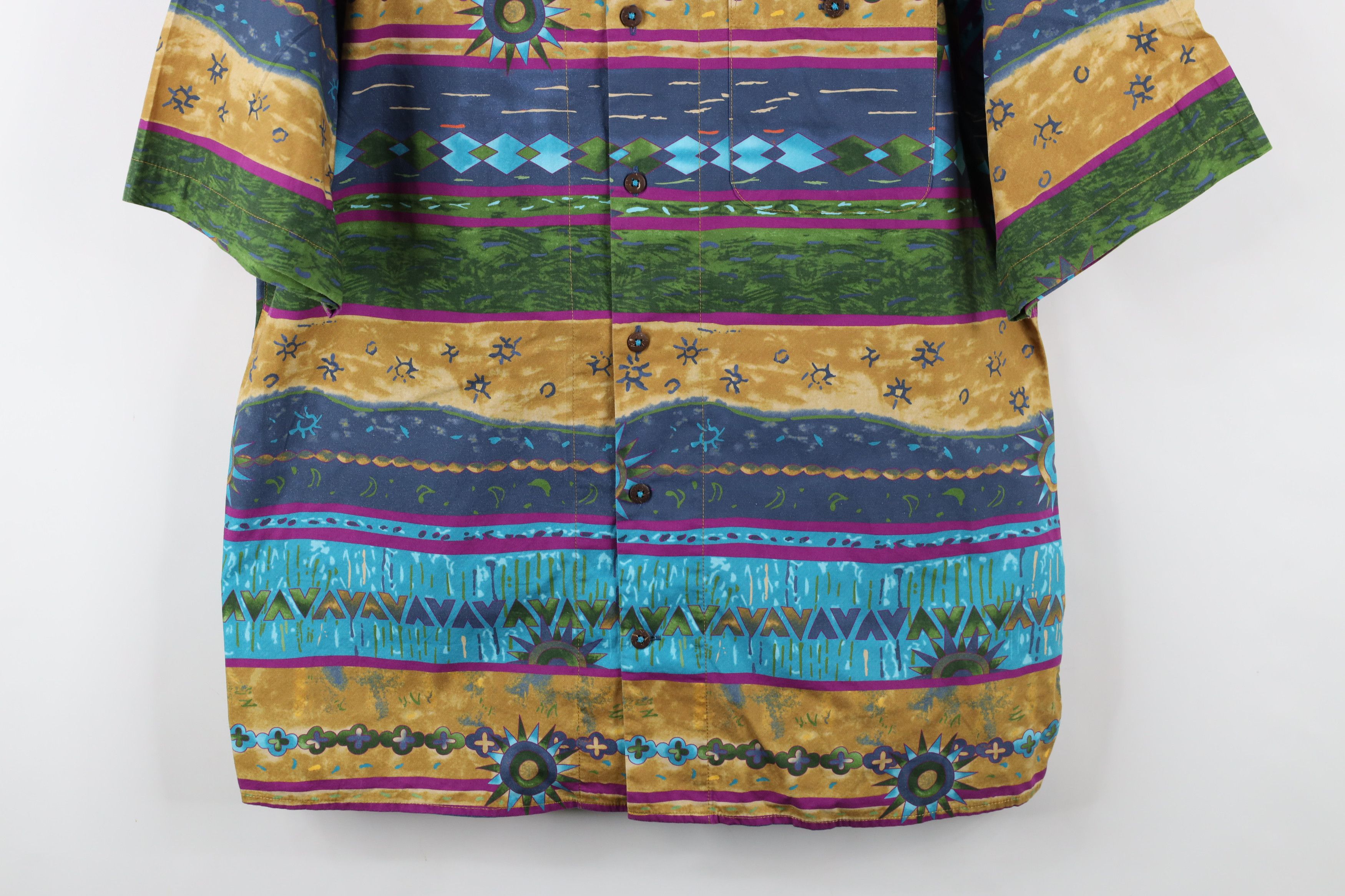 Vintage Vintage 90s Streetwear Rainbow Geometric Camp Button Shirt Size US L / EU 52-54 / 3 - 3 Thumbnail