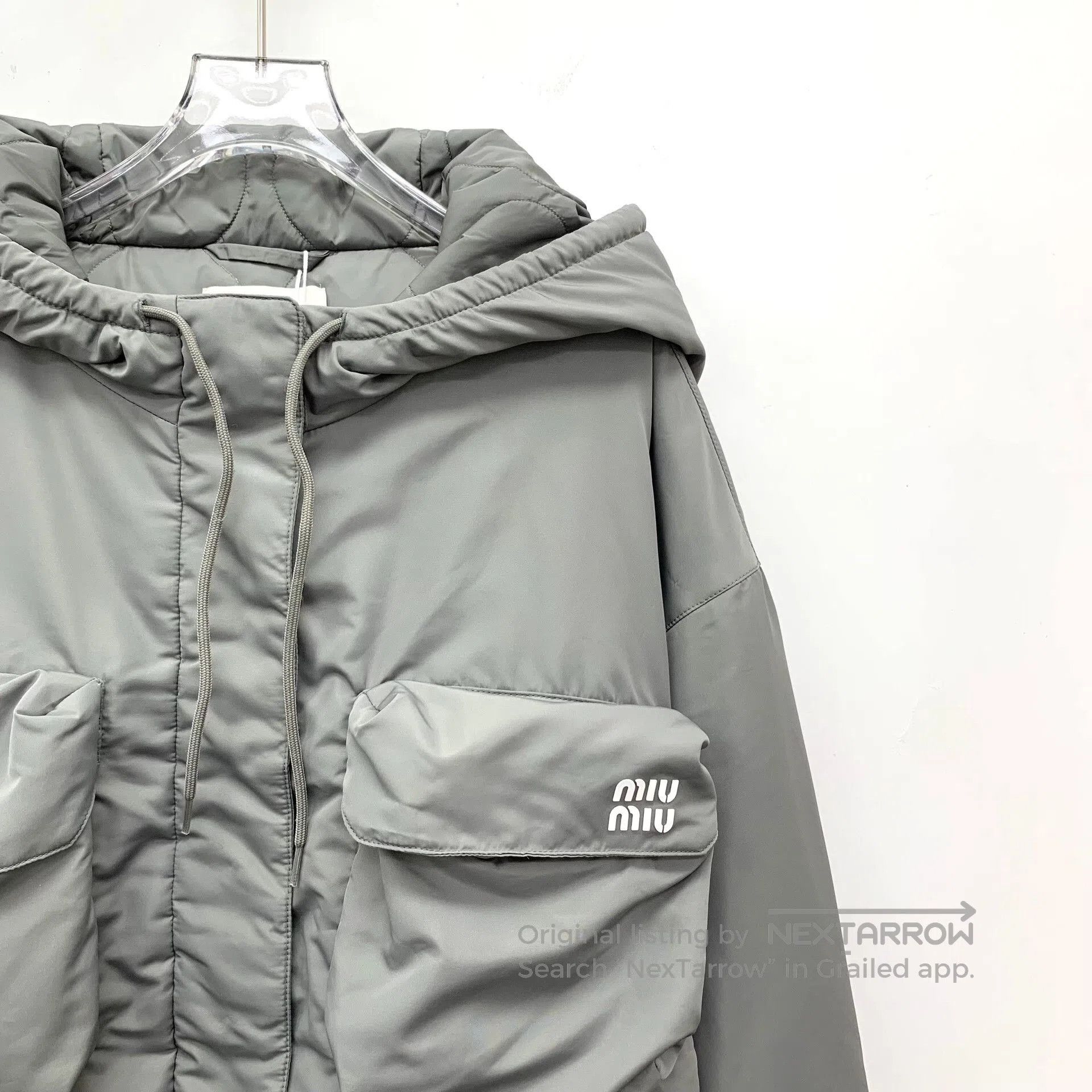 Miu Miu Miu Miu 2023 Gray Logo Hooded Jacket. Size M / US 6-8 / IT 42-44 - 3 Thumbnail