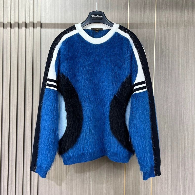 Louis Vuitton LOUIS VUITTON Blue Mohair Patchwork Sweater 2504-Nextarrow Size US M / EU 48-50 / 2 - 1 Thumbnail