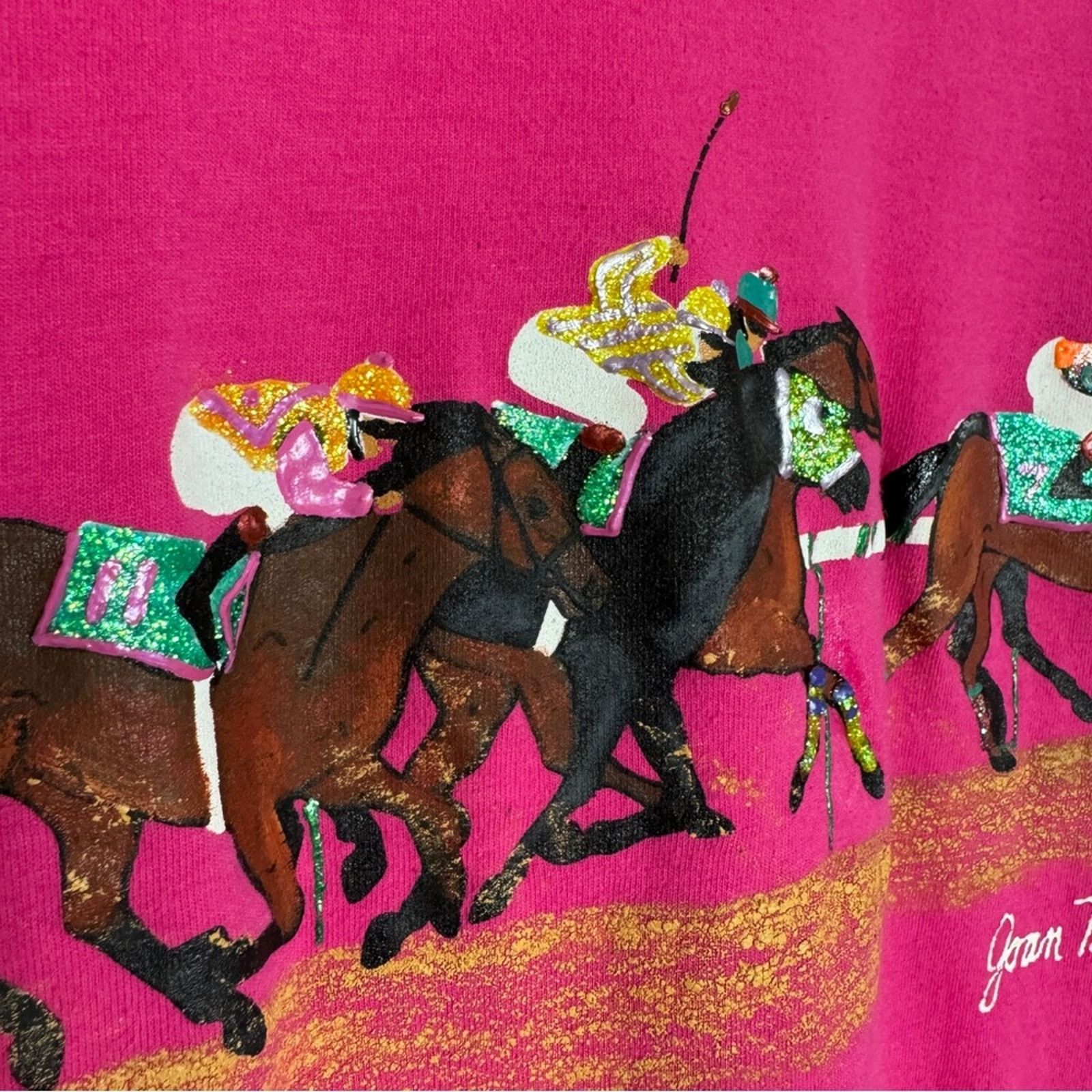 Anvil Kentucky Derby VTG 90s Joan Studwell Horse Race Tee Shirt Size L / US 10 / IT 46 - 6 Thumbnail