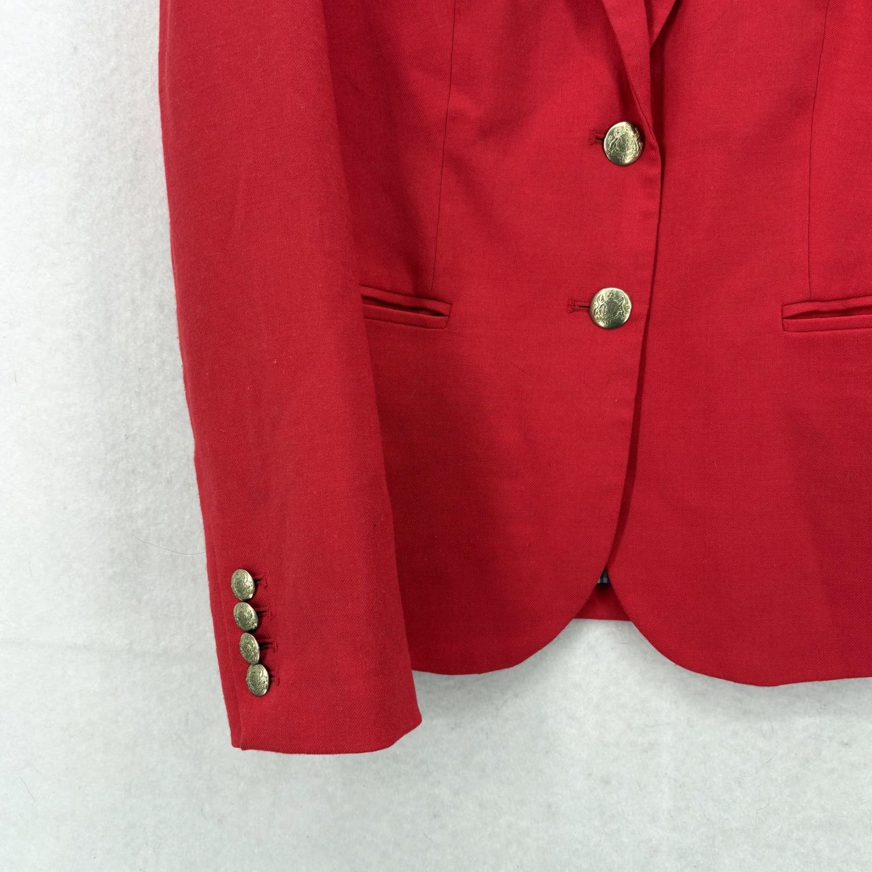 J.Crew J. Crew Blazer Womens 0 Red Wool Blend Two Button Gold Button Jacket Size XS / US 0-2 / IT 36-38 - 3 Thumbnail