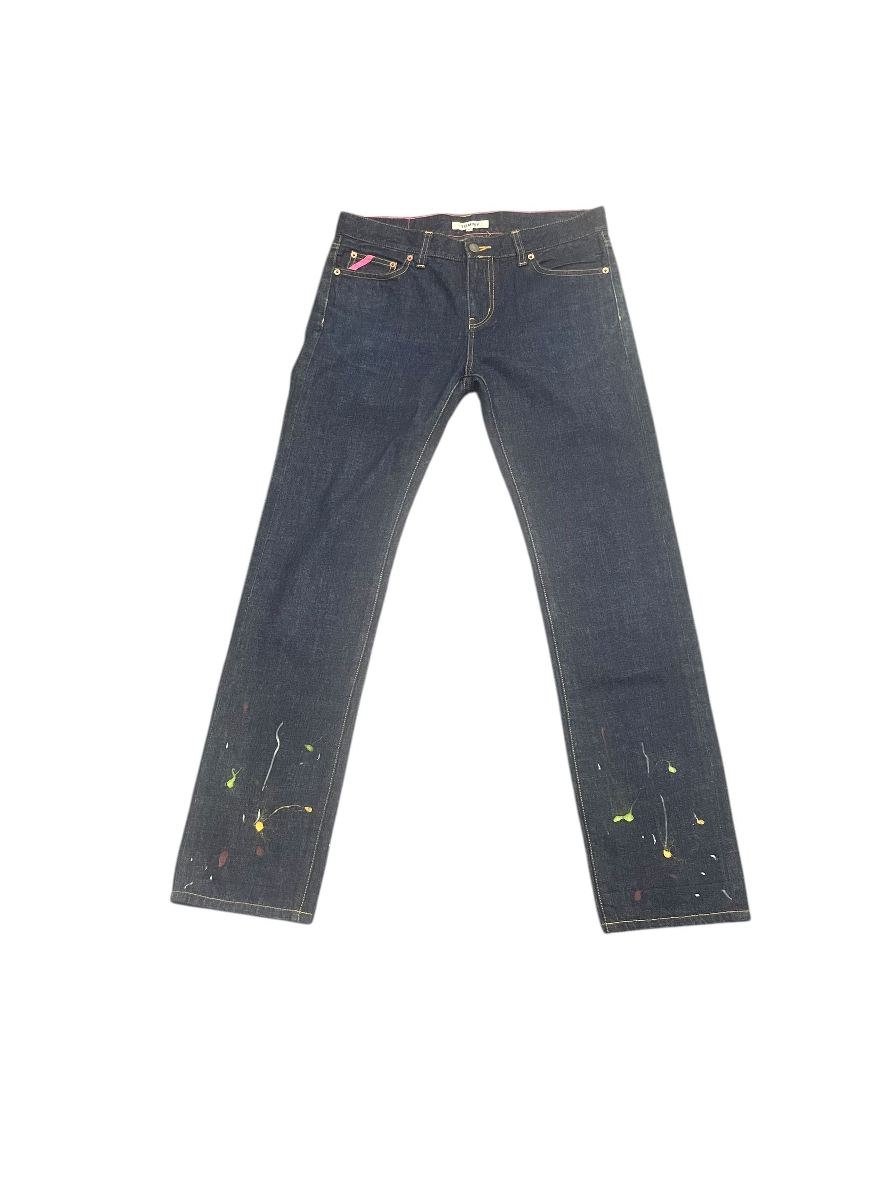 Designer Tommy Custom Painted Denim Size 33" - 1 Thumbnail