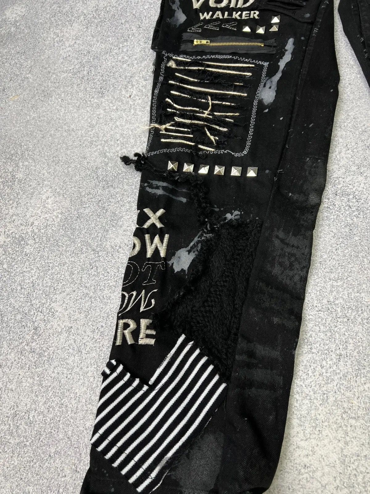 Japanese Brand × Vintage Vintage punk rock goth emo metal dark ripped crazy jeans Size US 40 / EU 56 - 9 Thumbnail
