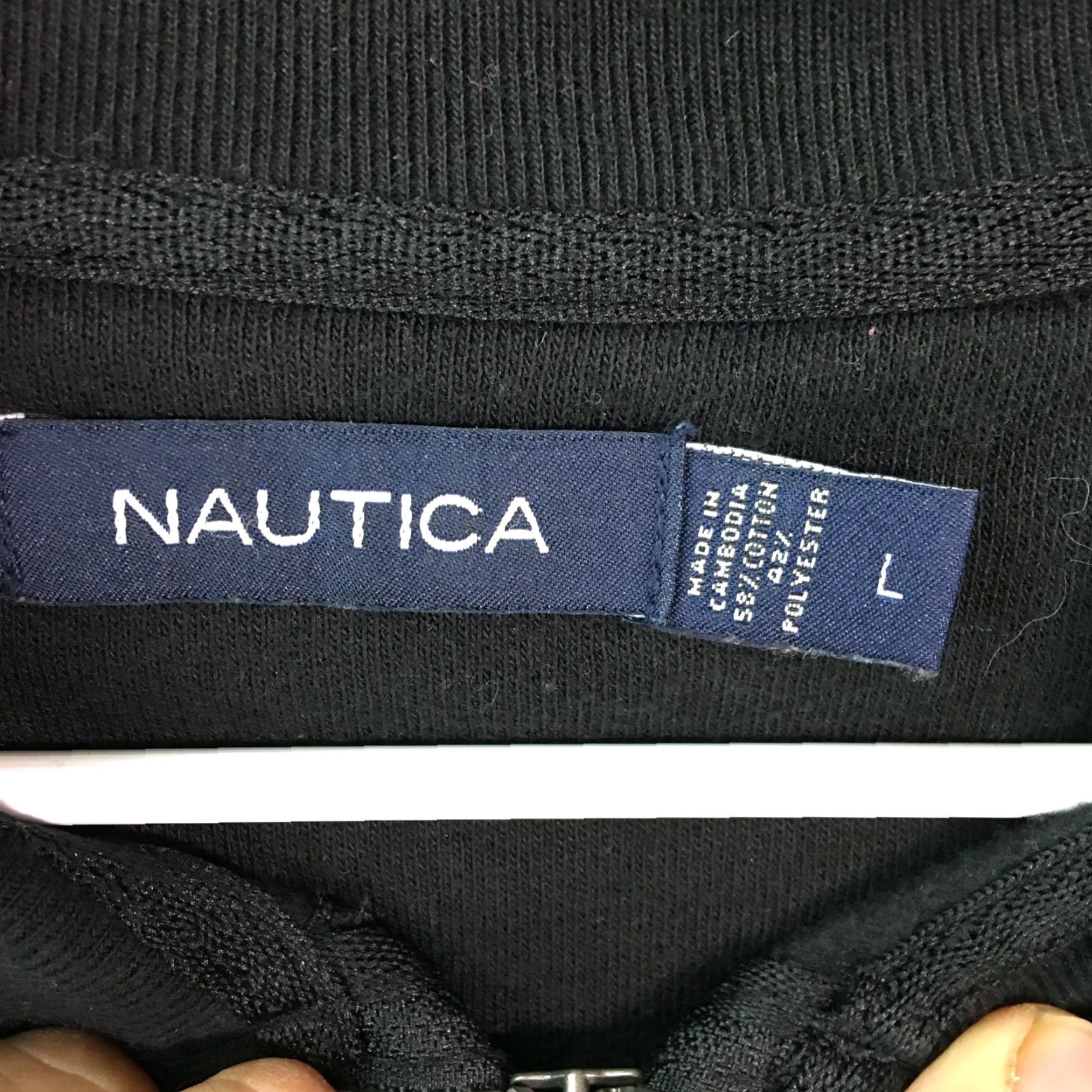 Nautica Nautica Mens Quarter Zip Mock Neck Striped Black Pullover Sweater Size Large Size US L / EU 52-54 / 3 - 5 Thumbnail