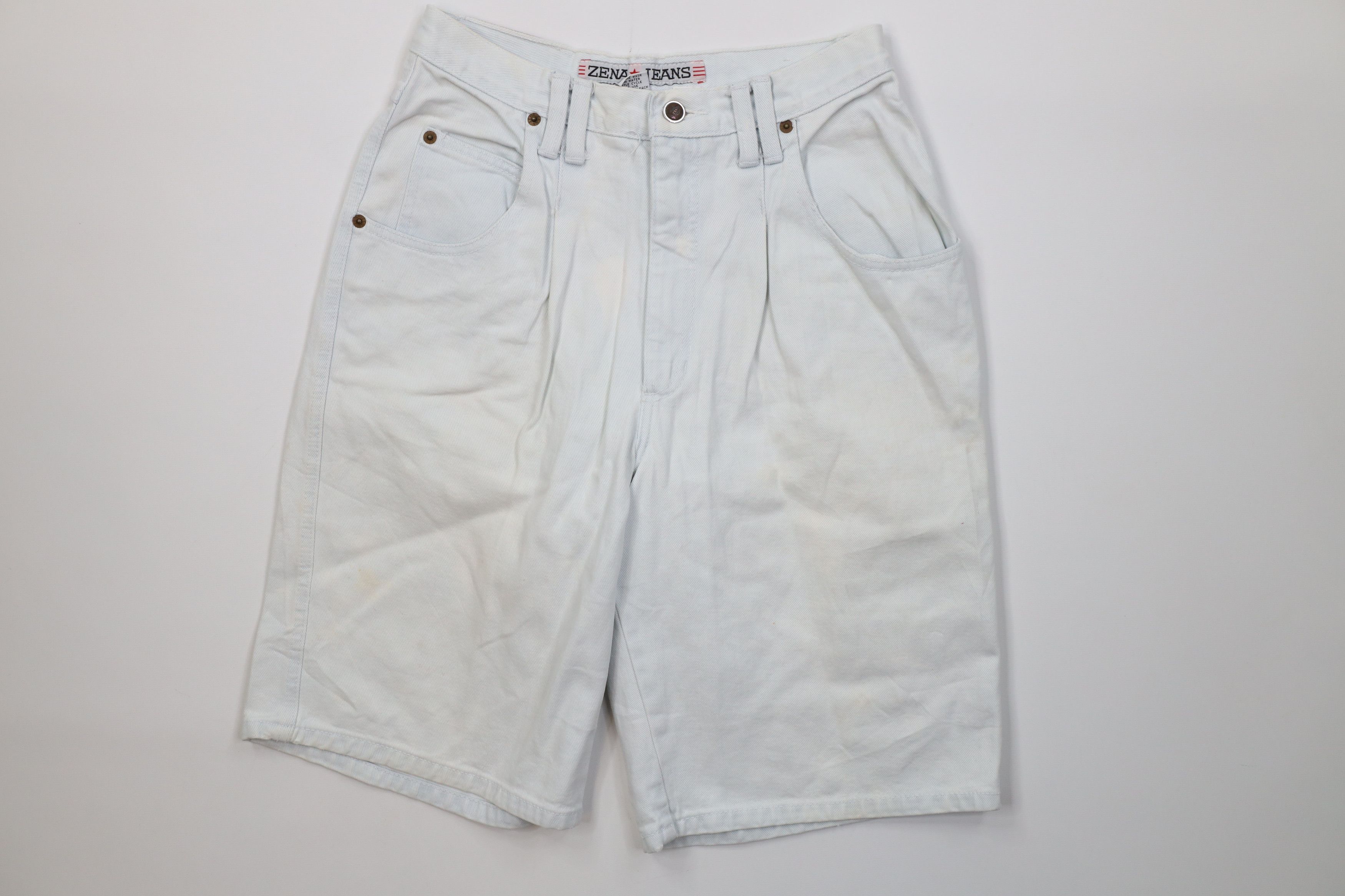 Vintage Vintage 90s Streetwear Baggy Pleated Denim Jean Shorts Blue Size 32" / US 10 / IT 46 - 1 Thumbnail