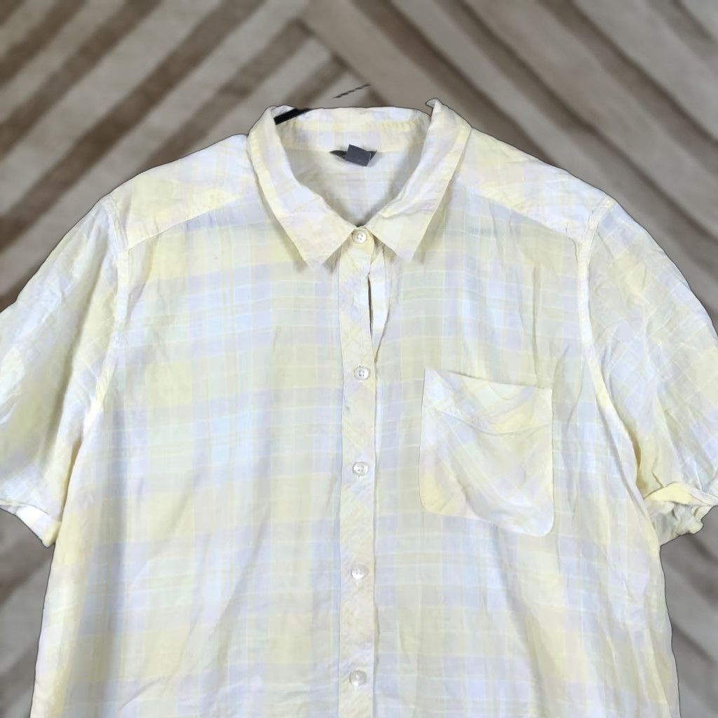 Eddie Bauer Eddie Bauer Womens Shirt Yellow Plaid Collared Button-Down Stretch 2XL Short Sleeve, Casual, Workwear, All Seasons Size XXL / US 16-18 / IT 52-54 - 1 Thumbnail