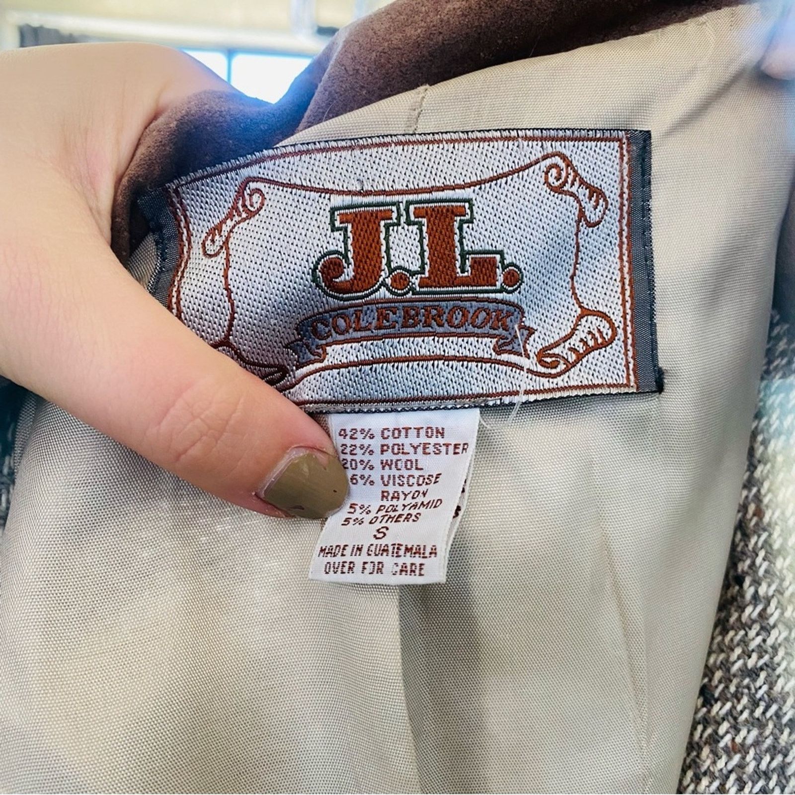 Vintage VINTAGE Cream White Brown Suede Tweed Blazer Button Jacket Size S / US 4 / IT 40 - 7 Thumbnail