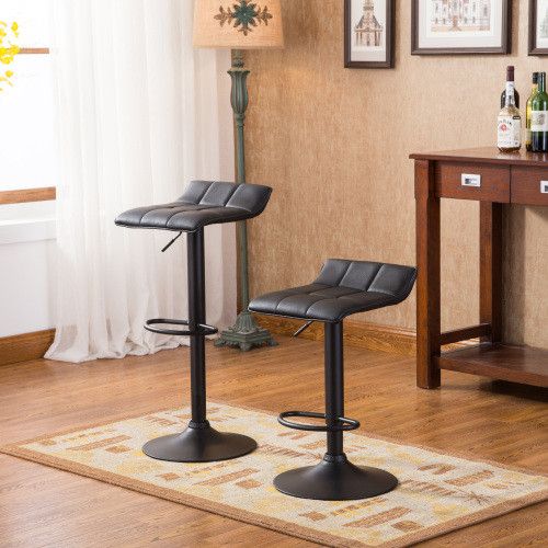 Designer × Homemade Belham Swivel Black Bonded Leather Adjustable Bar Stool, Set Size US L / EU 52-54 / 3 - 2 Thumbnail