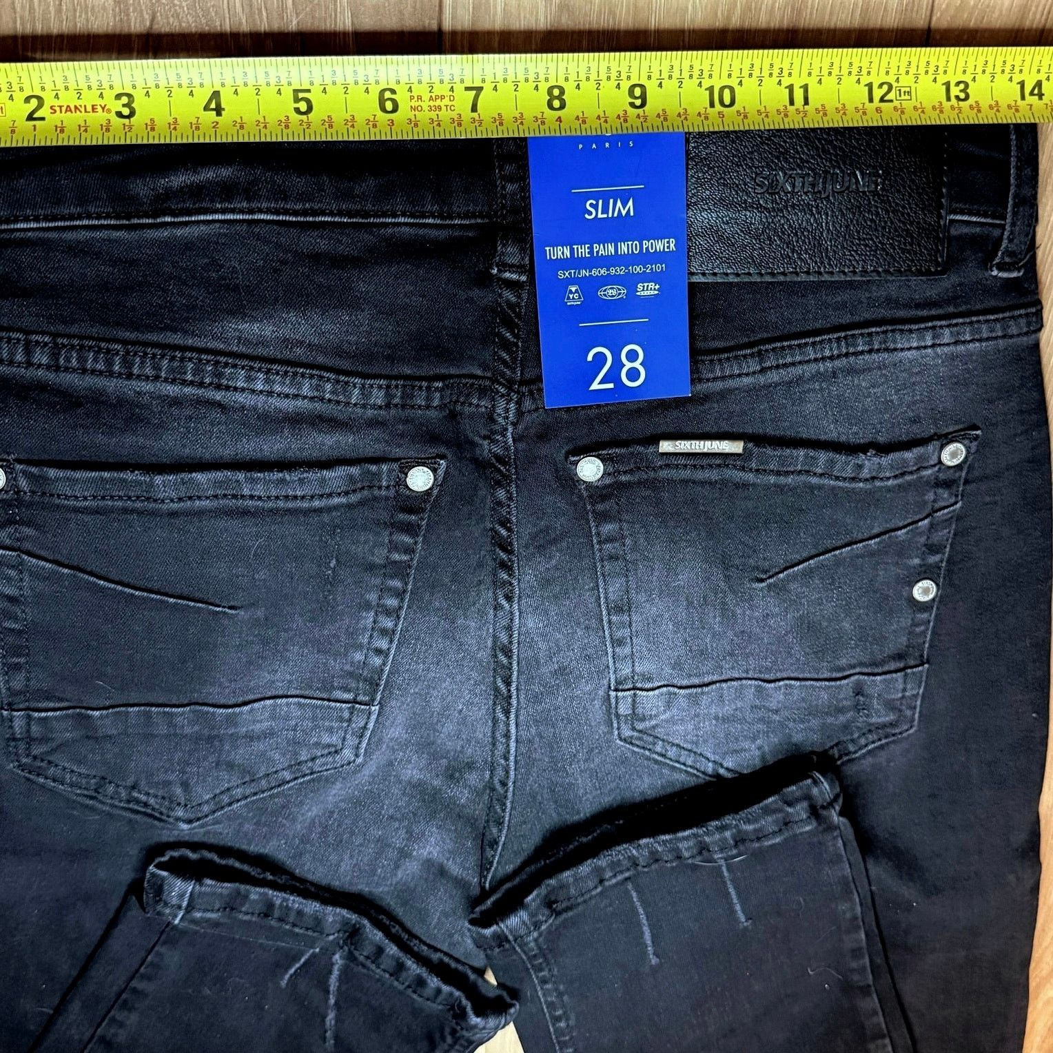 Sixth June Paris •NWT• Sixth June Paris Destressed Black Demin • Mens Size 28 Size 28" / US 6 / IT 42 - 8 Thumbnail