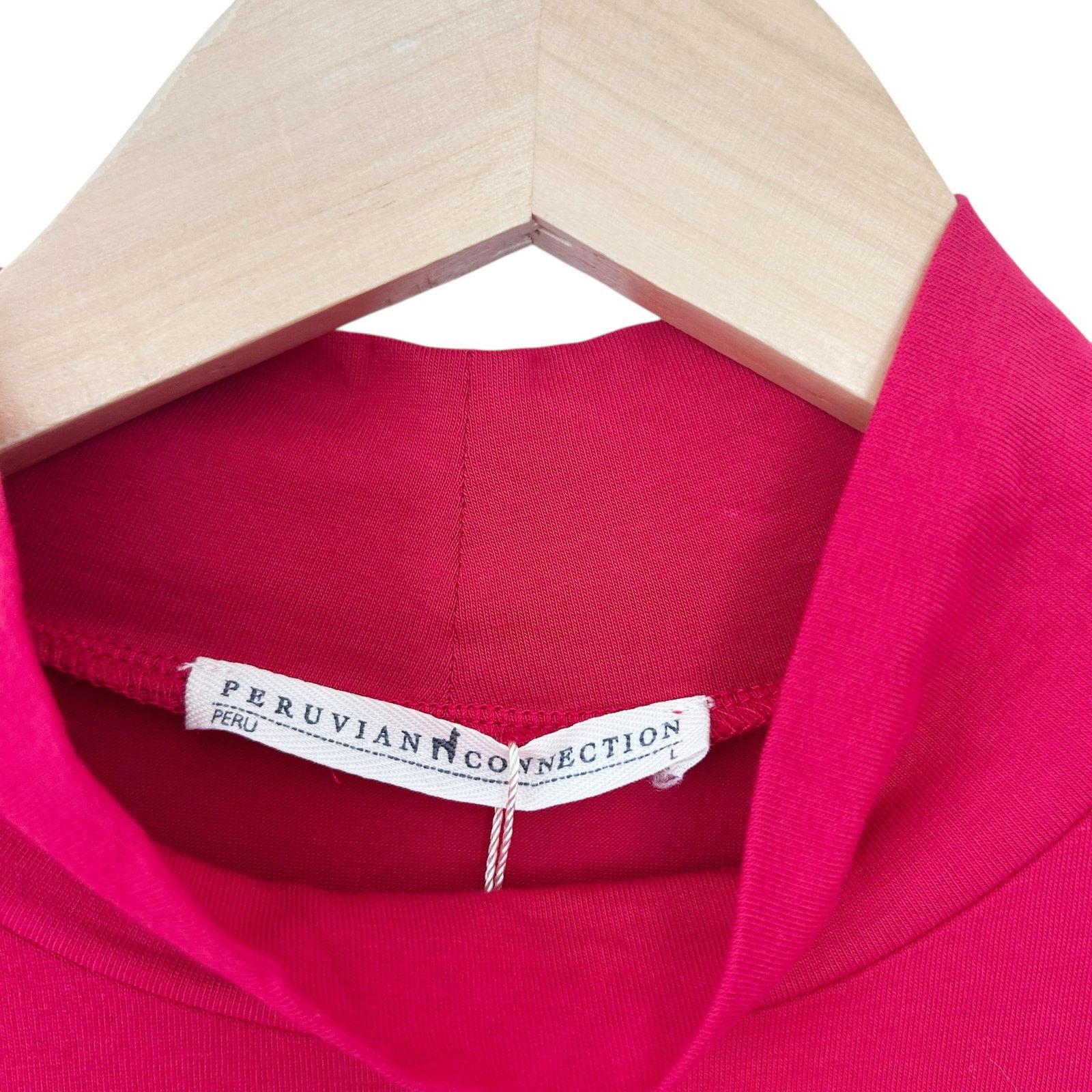 Other Peruvian Connection Red Pima Cotton Mock Neck Ruched Top L Size L / US 10 / IT 46 - 3 Thumbnail