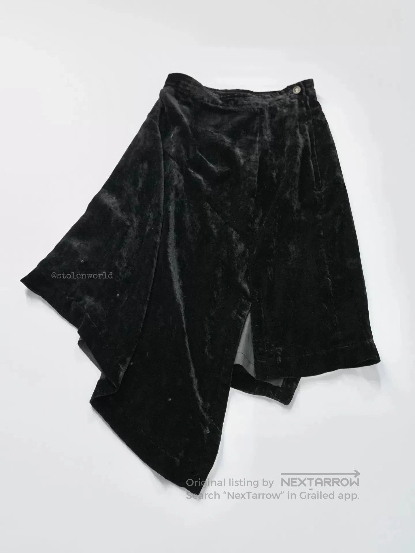 Comme des Garcons black velvet irregular hem skirt. Size 22" - 1 Thumbnail