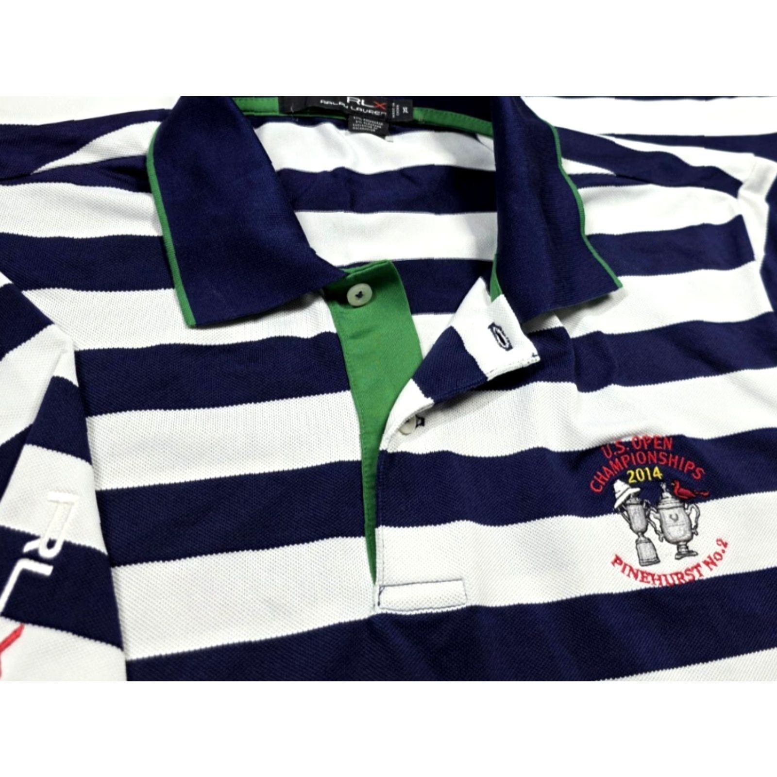Ralph Lauren Ralph Lauren RLX Polo Golf Shirt Mens XL Blue White Stripe RLX Pinehurst US Open Patch Size US XL / EU 56 / 4 - 3 Thumbnail