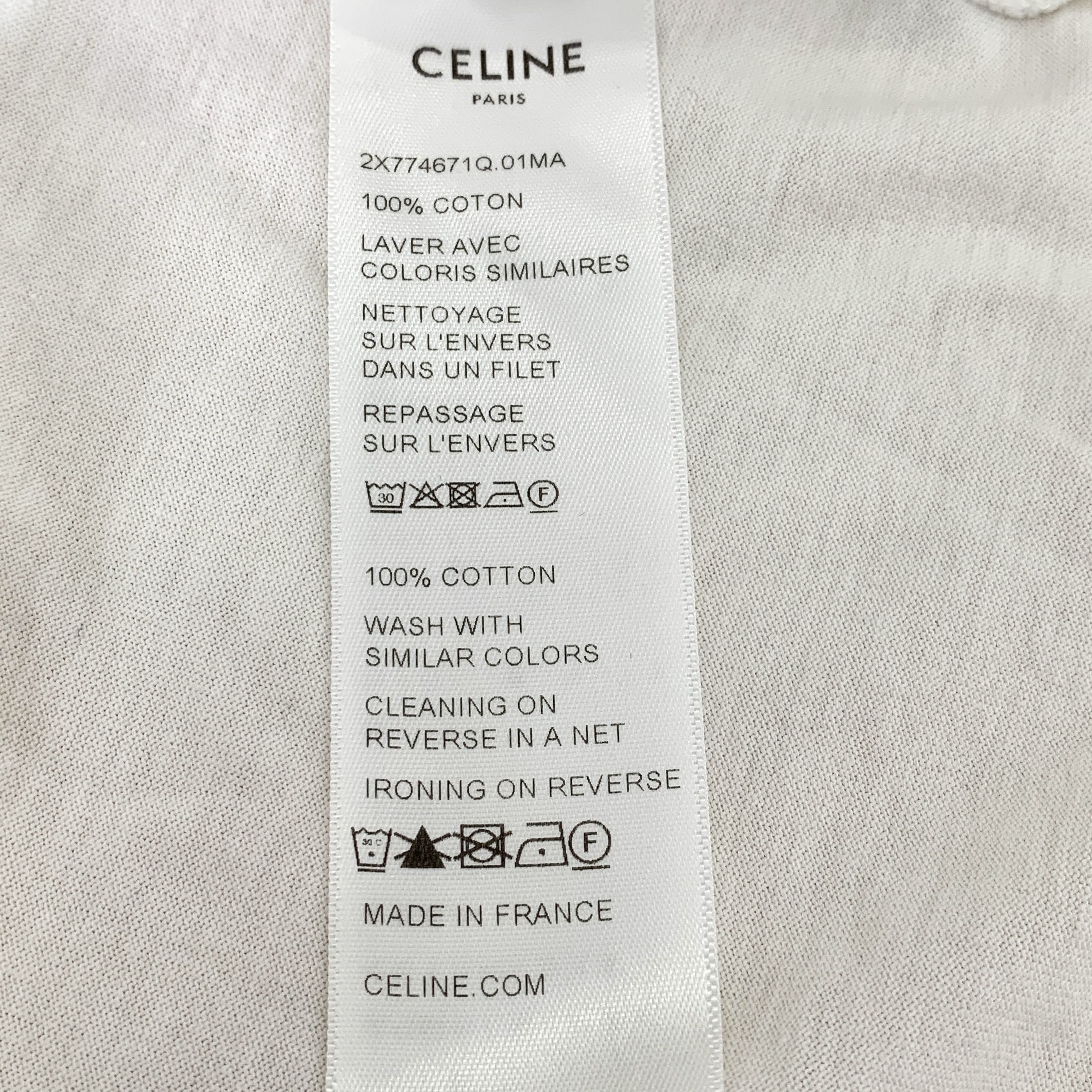 Celine CW0048 Celine St Tropez White Cotton T-Shirt With Navy Trimm Size S / US 4 / IT 40 - 8 Thumbnail