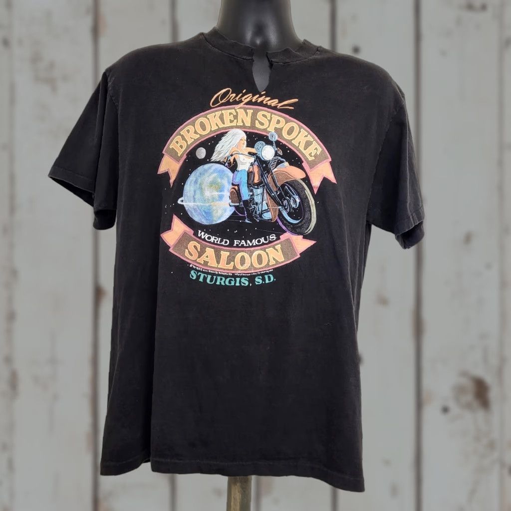 Hanes VINTAGE Hanes Beefy-T T-Shirt Men's Large Black Sturgis 1994 Broken Spoke Saloon Biker Motorcycle Streetwear Shirt Size US L / EU 52-54 / 3 - 1 Thumbnail
