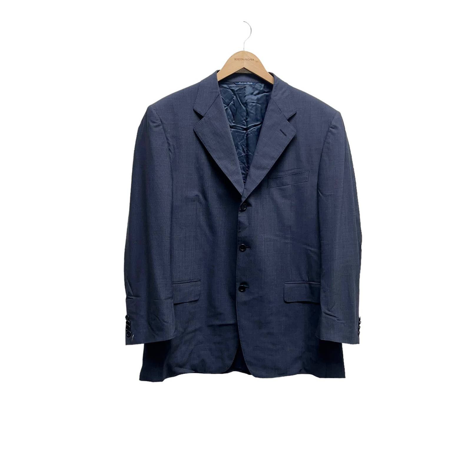 Canali 100% Wool Navy Sport Blazer Jacket Italy Size 52R
