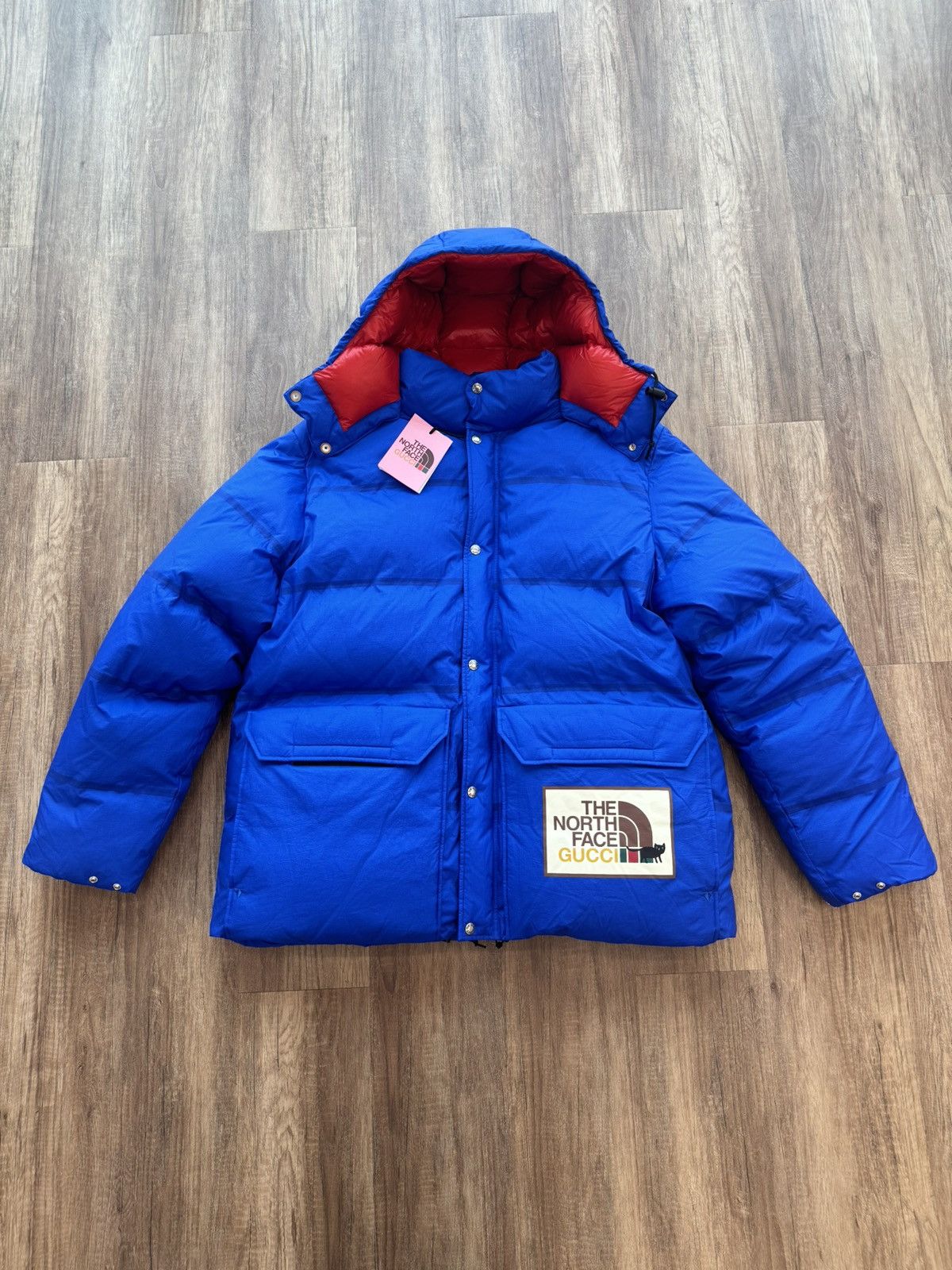 image of Gucci x The North Face Down Jacket Blue, Men's (Size XL)