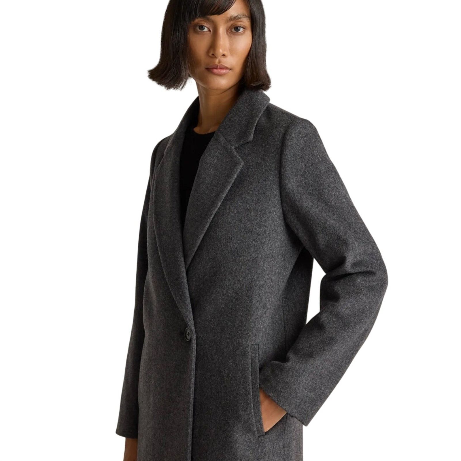 Quince Quince Medium Italian Wool Single Breasted Coat Charcoal Size M / US 6-8 / IT 42-44 - 2 Thumbnail
