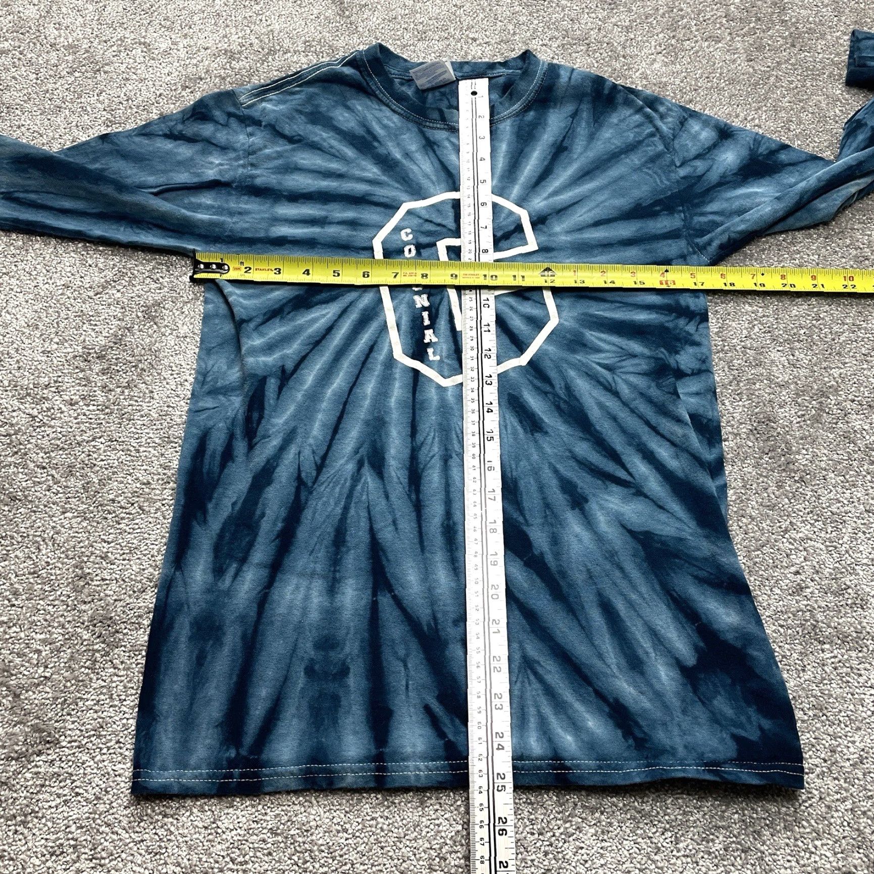 Gildan Gildan Heavy Cotton Long Sleeve T-Shirt Adult Small Blue Tie Dye Colonial Logo Shirt Unisex Adults Regular Crew Neck Men Women Mens Womens Size US S / EU 44-46 / 1 - 6 Thumbnail