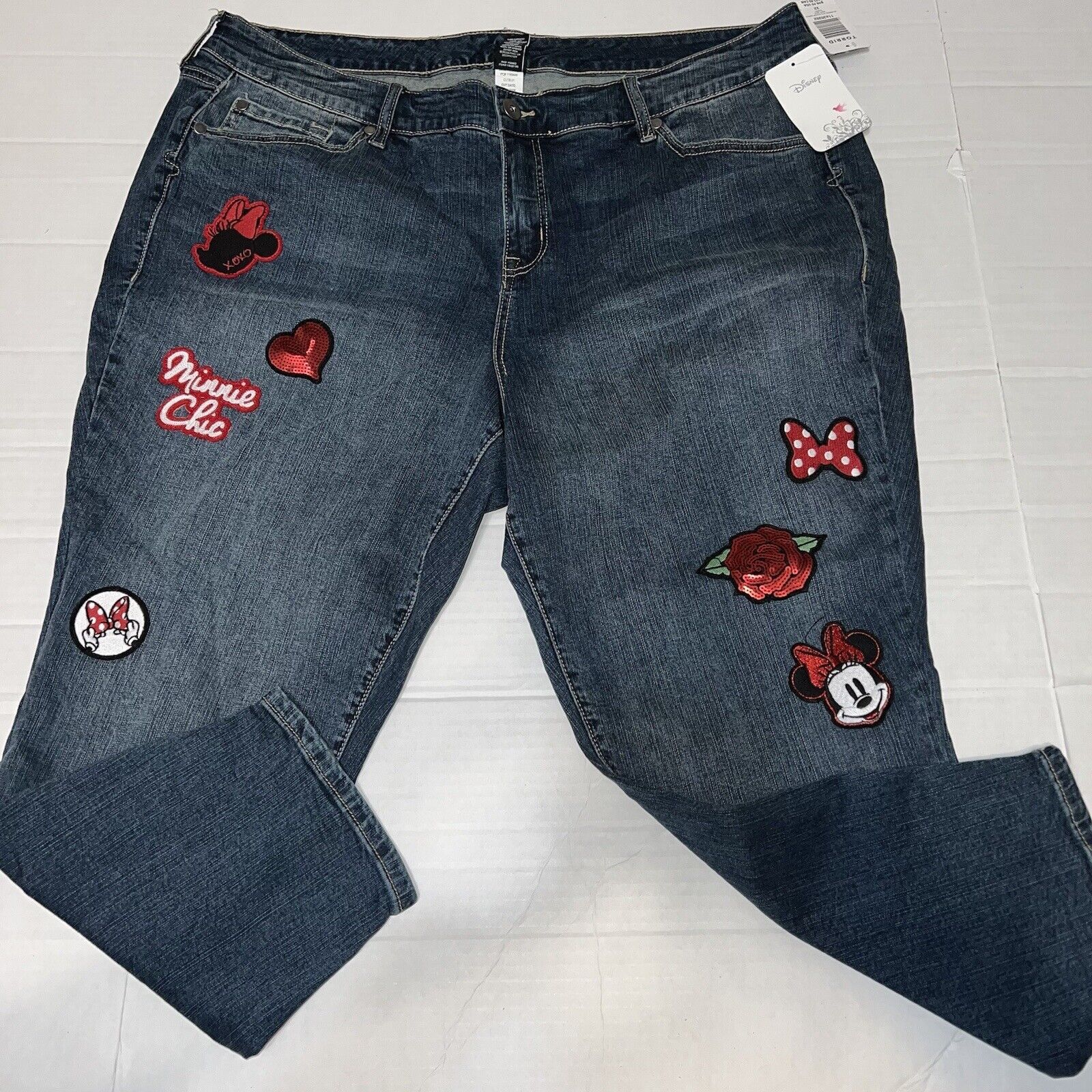 Disney Torrid Jeans Womens Plus 22 Disney Patches Skinny High Rise Size 22" - 2 Thumbnail