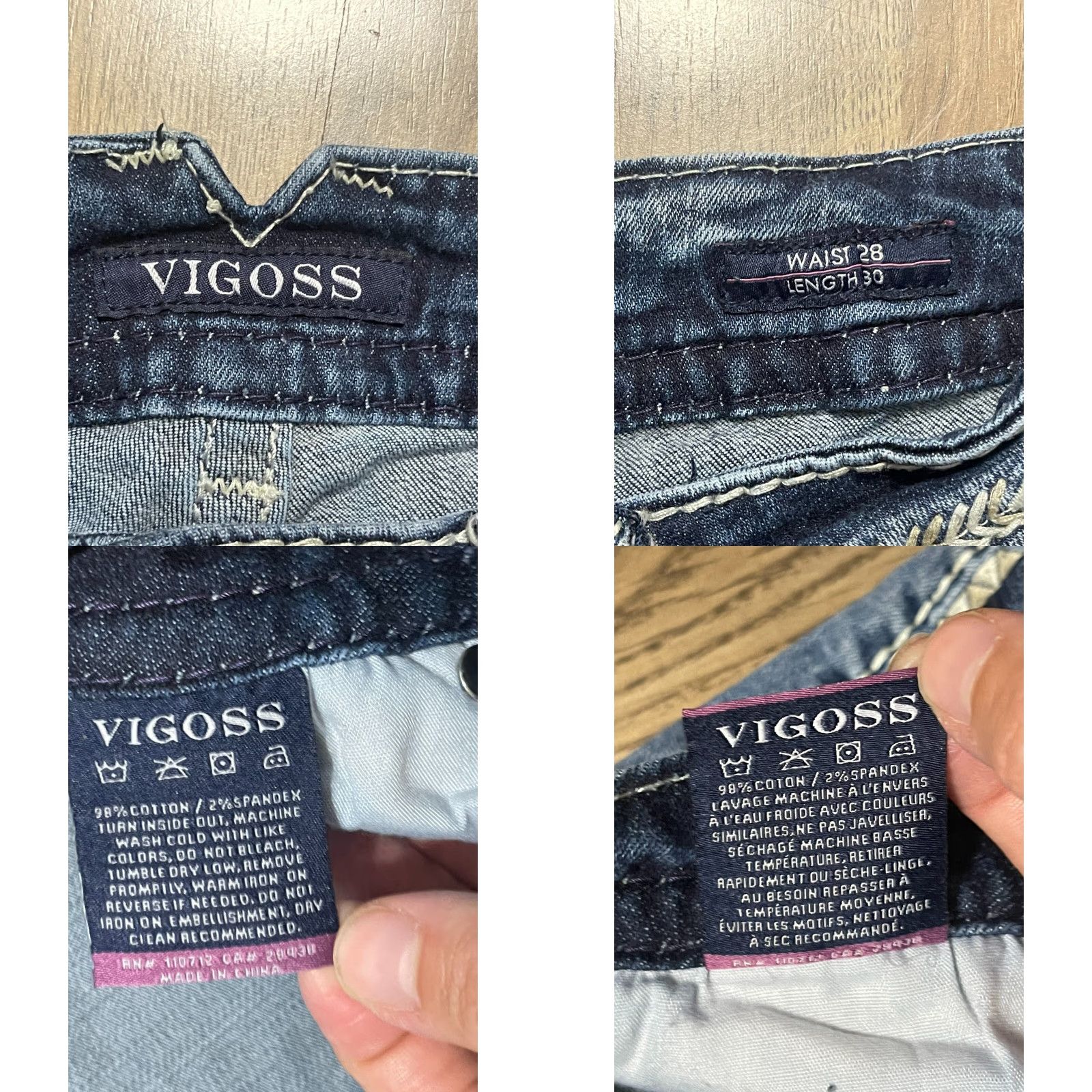 Vintage VIGOSS Jeans Women's 28/30 Blue Denim The Dallas Skinny Jeans Regular Inseam 28.5 in Girls/ Womens Size 28" / US 6 / IT 42 - 8 Thumbnail