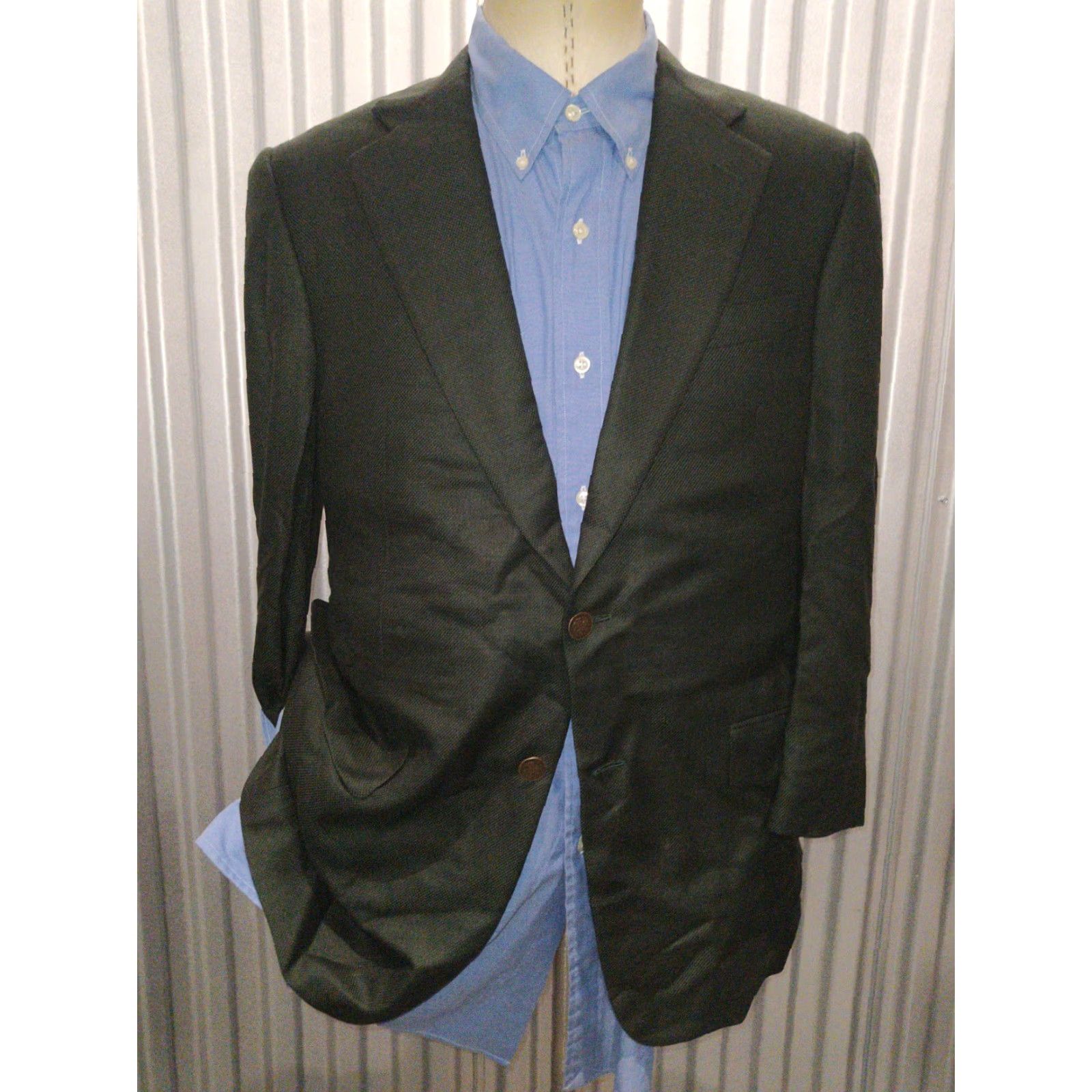 Vintage VINTAGE Hickey Freeman Green Hopsack Wool Blazer Jacket Sport Coat 38S Four-Button Notch Lapel Men Regular Short Solid Classic Size 38R - 2 Thumbnail