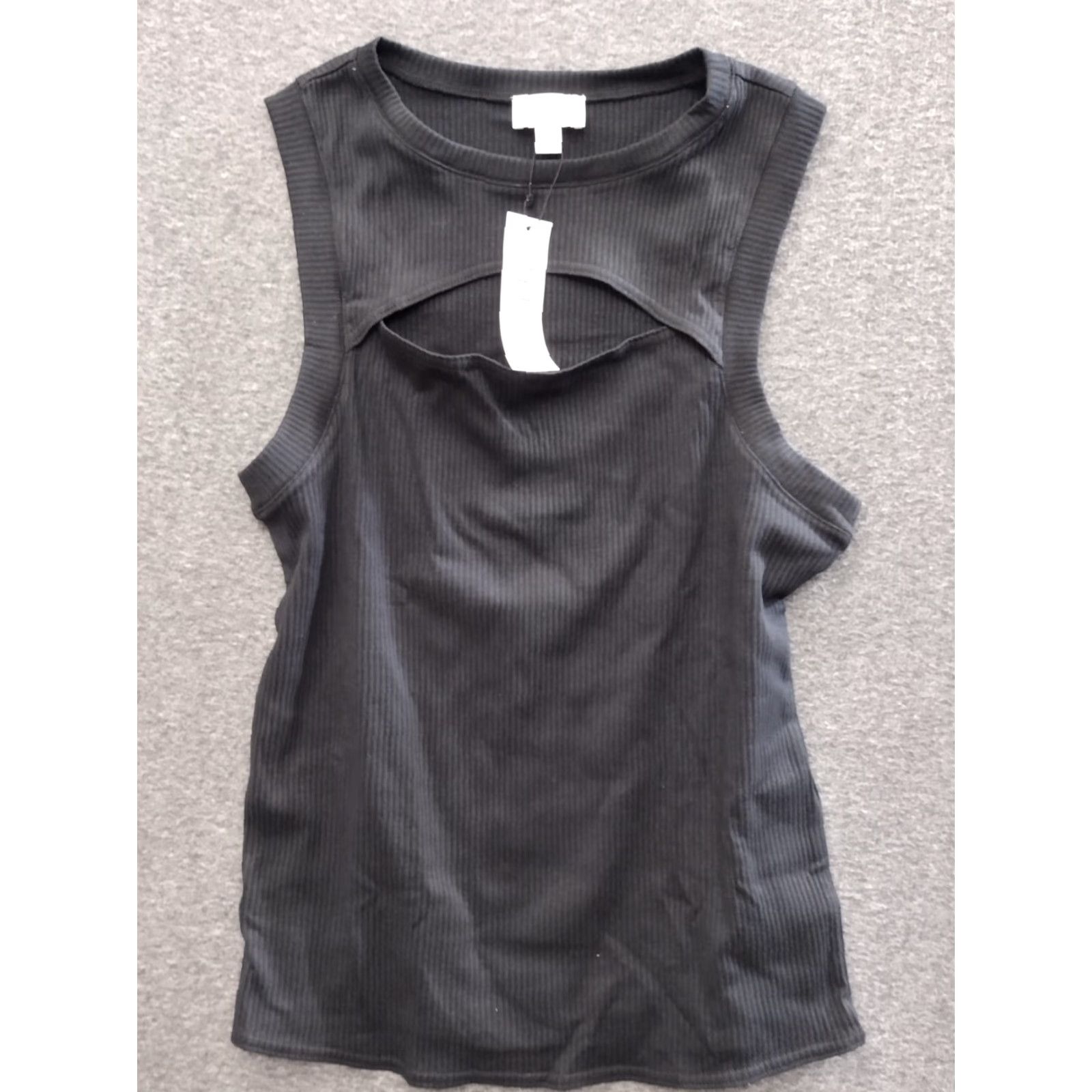Vintage TEREA Women's Black Cutout Sleeveless Ribbed Tank XL Size XL / US 12-14 / IT 48-50 - 2 Thumbnail