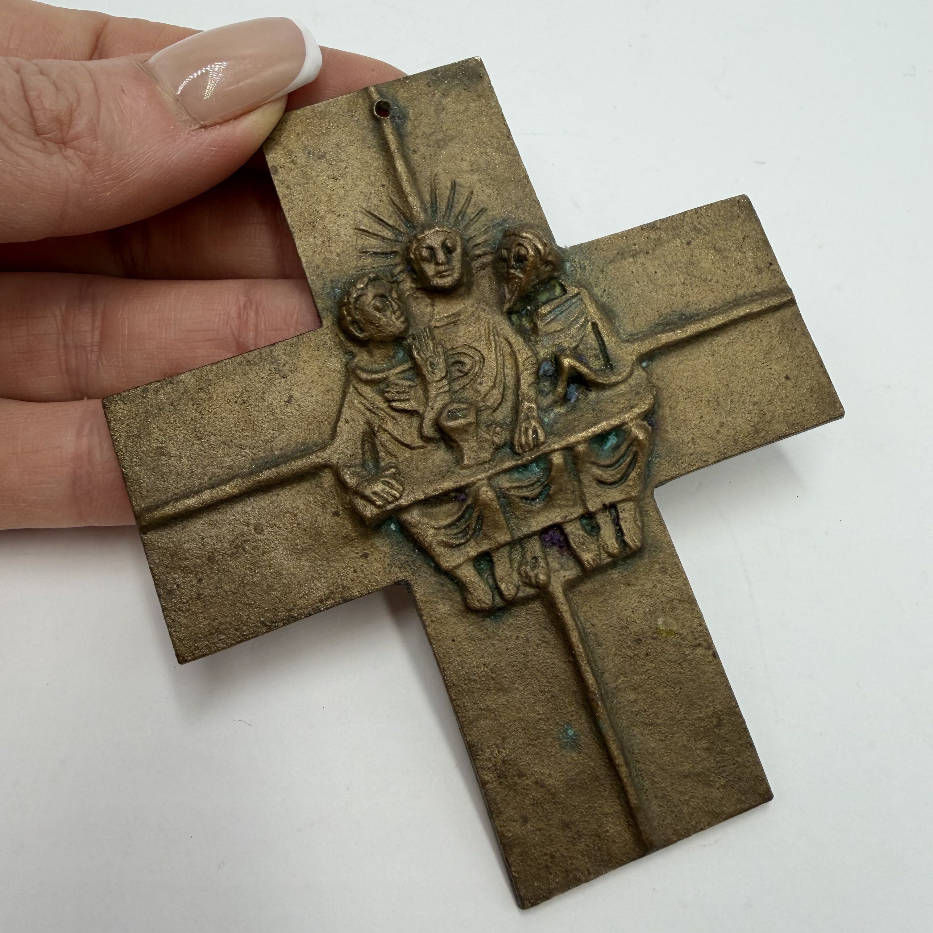 Vintage Vintage Bronze Christian Wall Cross Religious Decor 9.5cm Size ONE SIZE - 4 Thumbnail