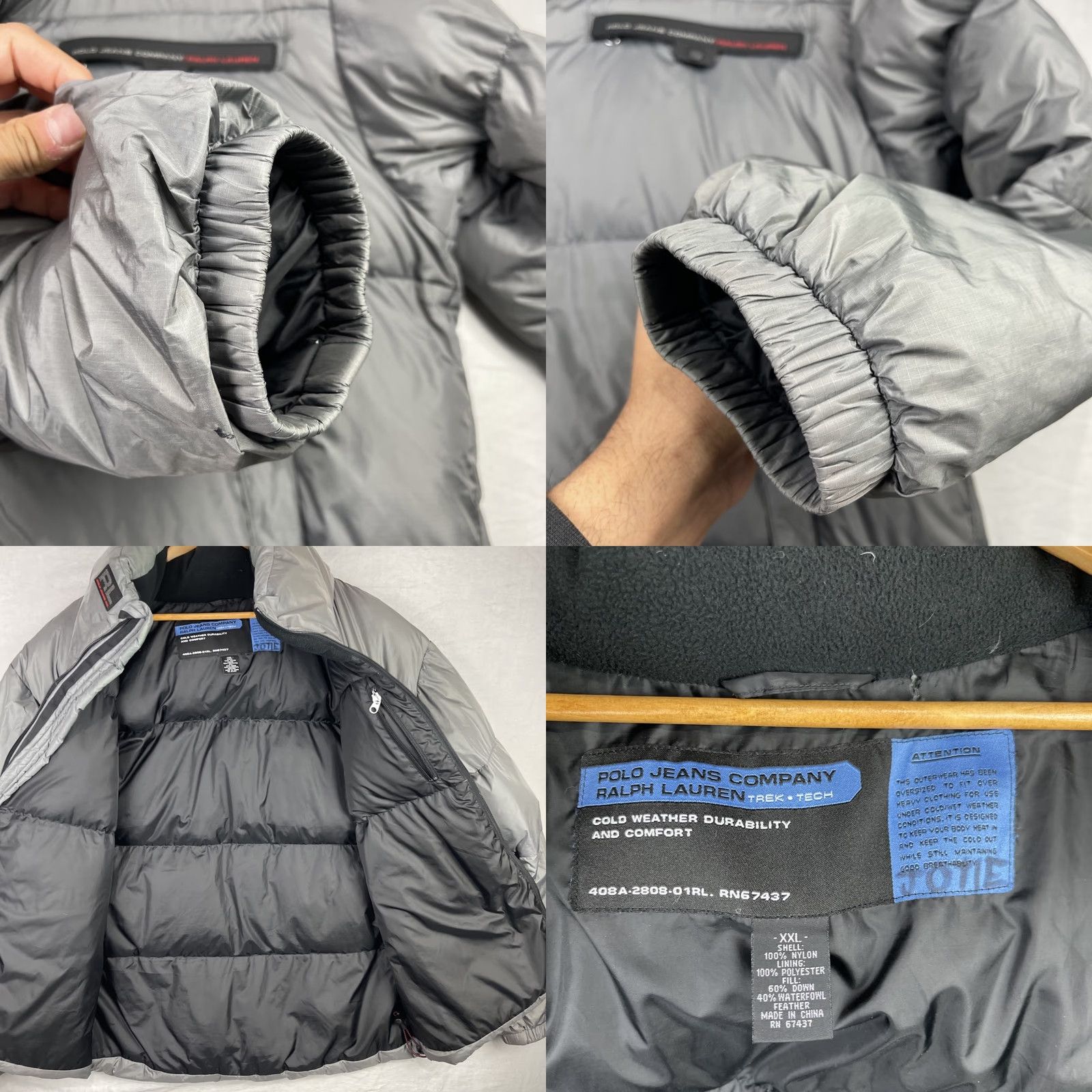 Ralph Lauren VINTAGE Ralph Lauren Jacket Mens 2XL Gray Puffer Bubble Down Hood Polo Jeans Co Hood Jacket Size US XXL / EU 58 / 5 - 9 Thumbnail