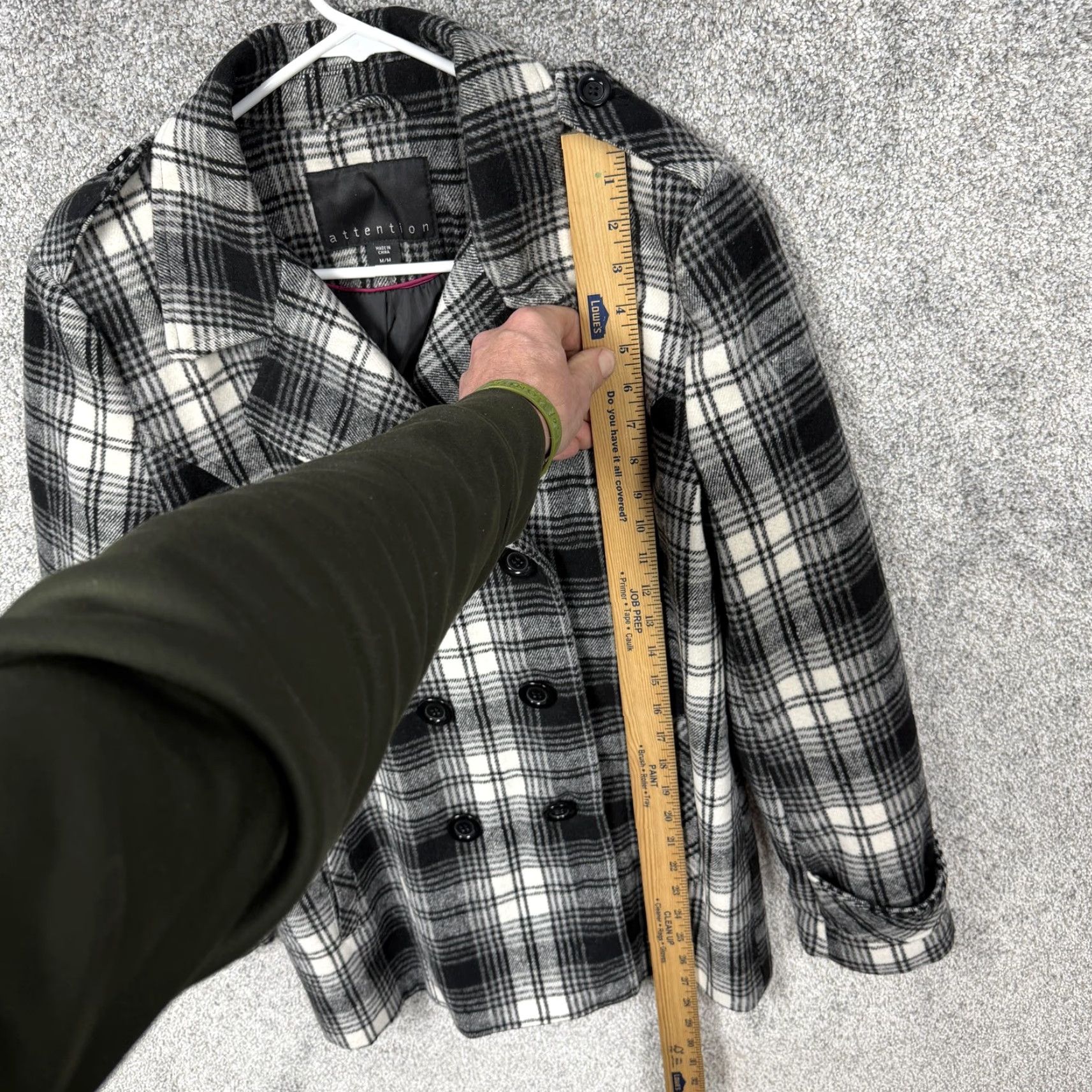 Doublet Attention Pea Coat Womens M Black White Plaid Double Breasted Cozy Dark Academia Coat Size M / US 6-8 / IT 42-44 - 2 Thumbnail