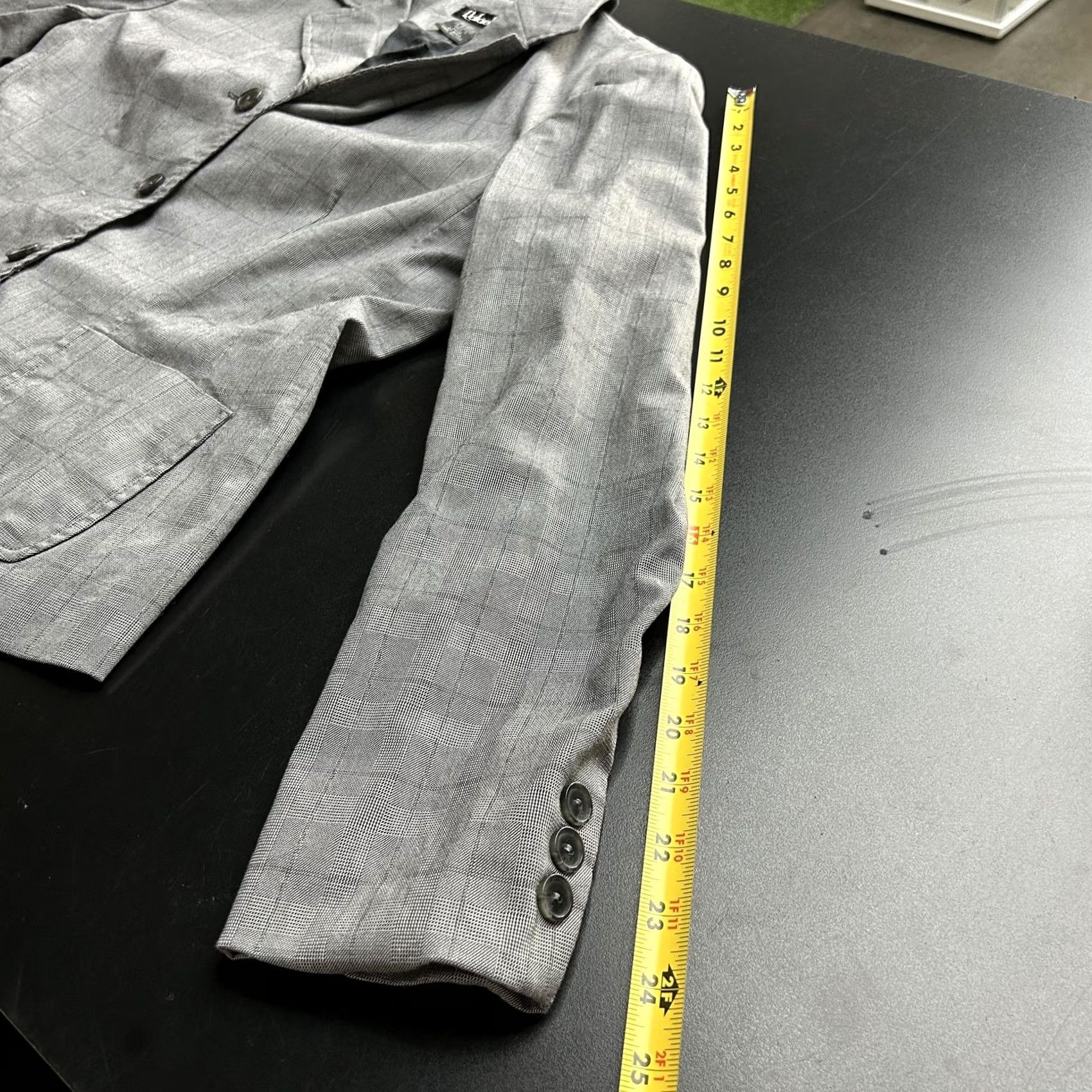 Vintage Rafaella Blazer Jacket Womens 14 Gray Plaid 3 Button Lined Stretch Career Shirt Women Mens? Size XL / US 12-14 / IT 48-50 - 5 Thumbnail