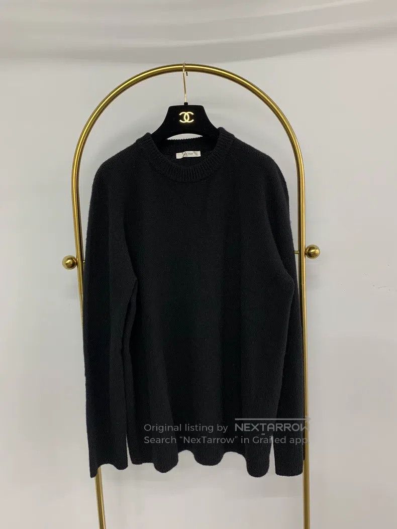 The Row Black crewneck wool cashmere sweater