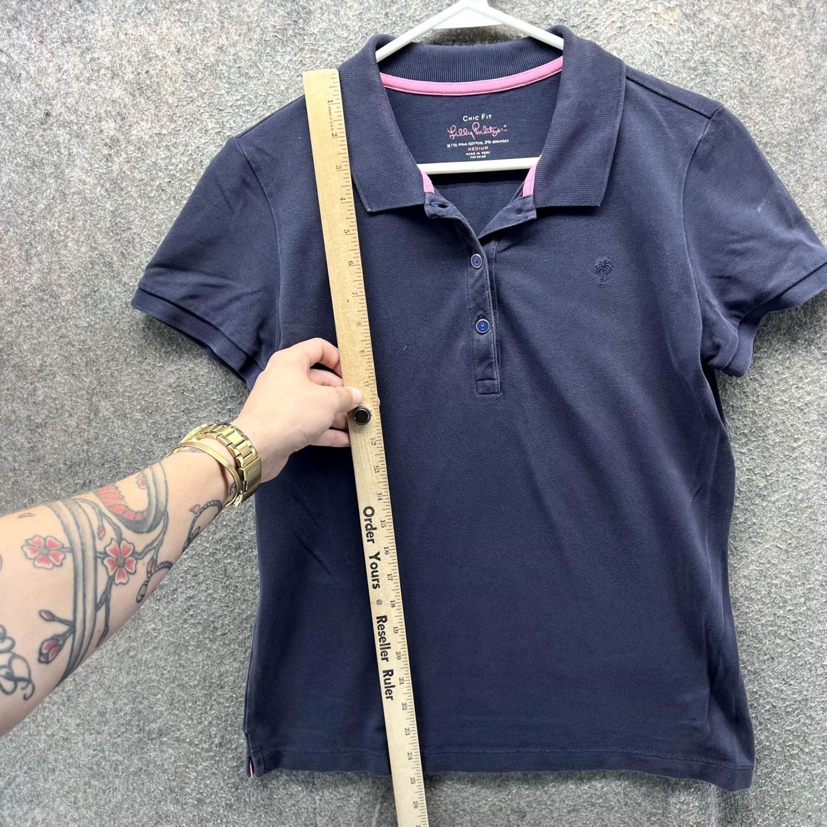 Lilly Pulitzer Lilly Pulitzer Polo Shirt Womens Medium Blue Chic Fit Pima Cotton Stretch Top Size M / US 6-8 / IT 42-44 - 6 Thumbnail