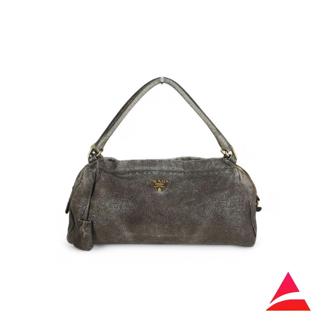 Prada - Mini Padlock Gray Handbag Gold Hardware
