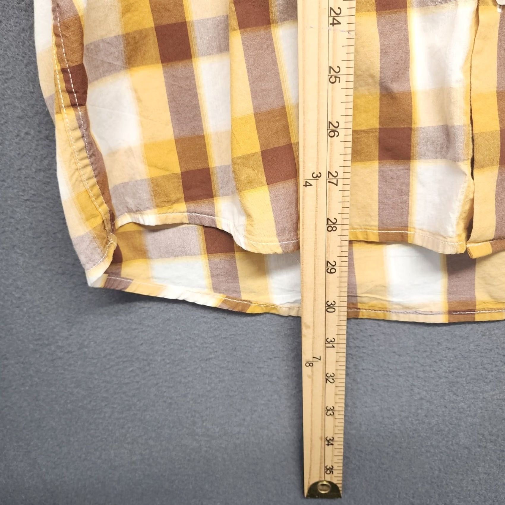 Steven Alan Steven Land Men Button Down Shirt Large Yellow Plaid Long Sleeve French Cuff Mens Size US L / EU 52-54 / 3 - 5 Thumbnail