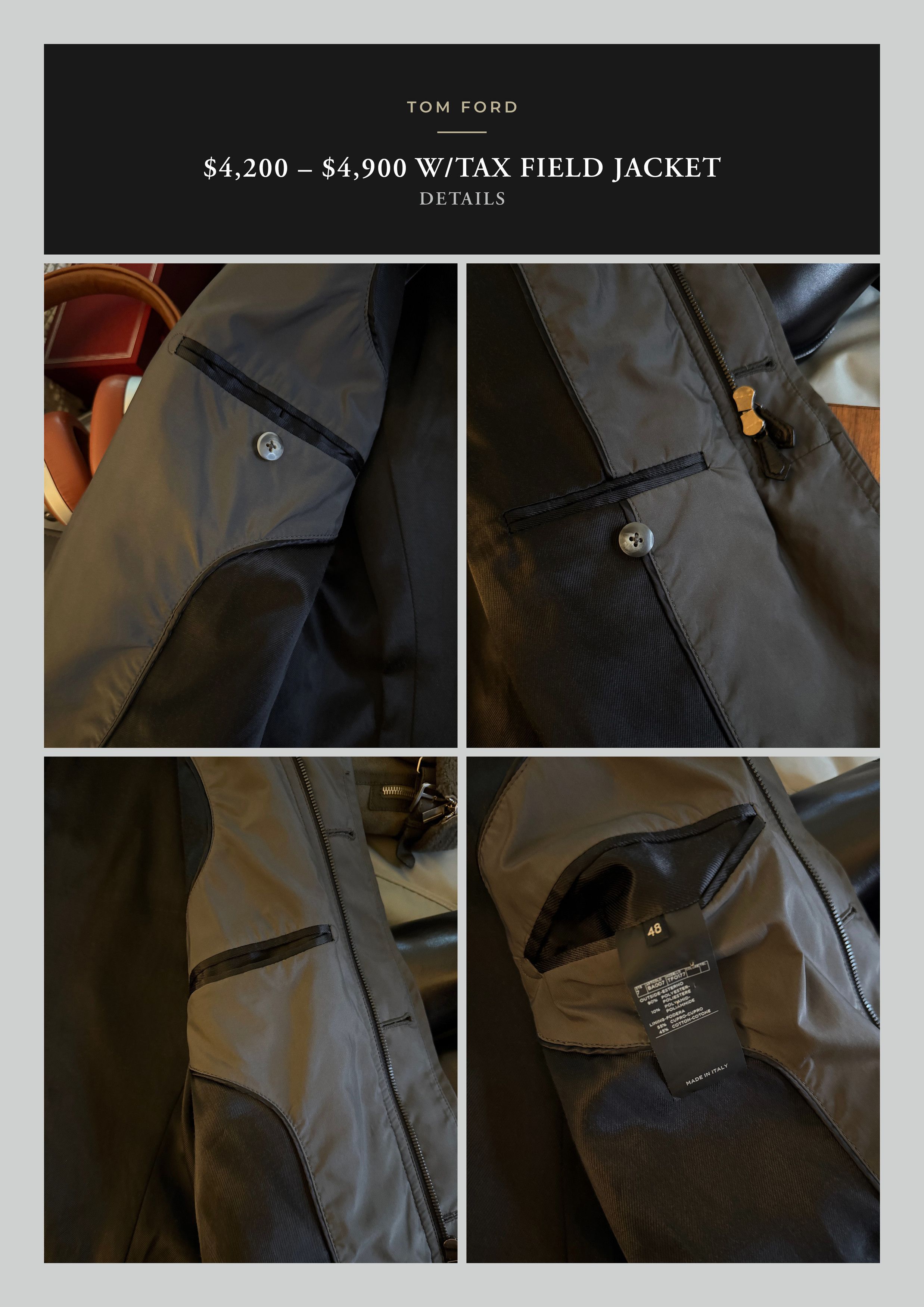 Tom Ford Effortless Cool Rare $4,200 w/tax New TOM FORD Field Jacket Size US M / EU 48-50 / 2 - 23 Thumbnail