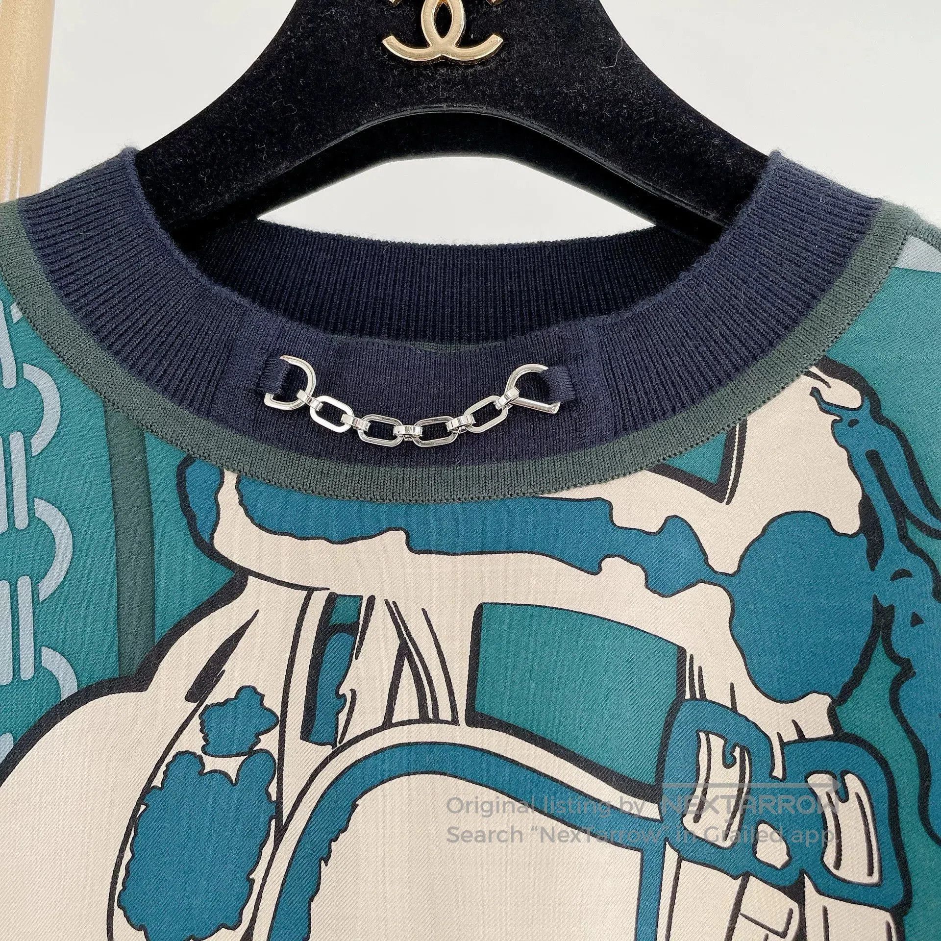 Hermes Hermes Green Printed Short Sleeve T. Size US S / EU 44-46 / 1 - 4 Thumbnail